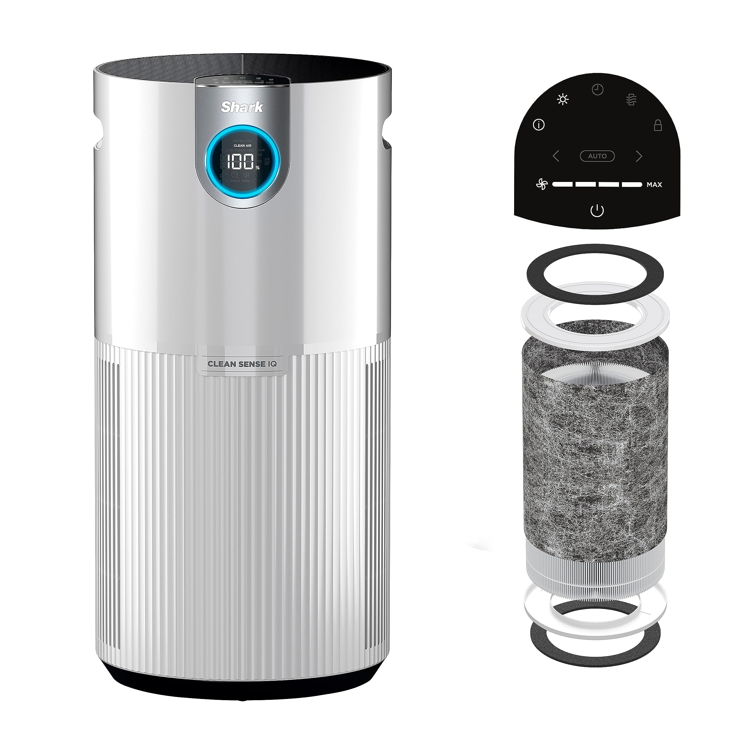 SHARK UA205 Nanoseal HEPA Air Purifier MAX with Clean Sense, Covers 1350 Sq Ft, XL Room, Captures 99.98% of Dust & Allergens, White (Renewed)