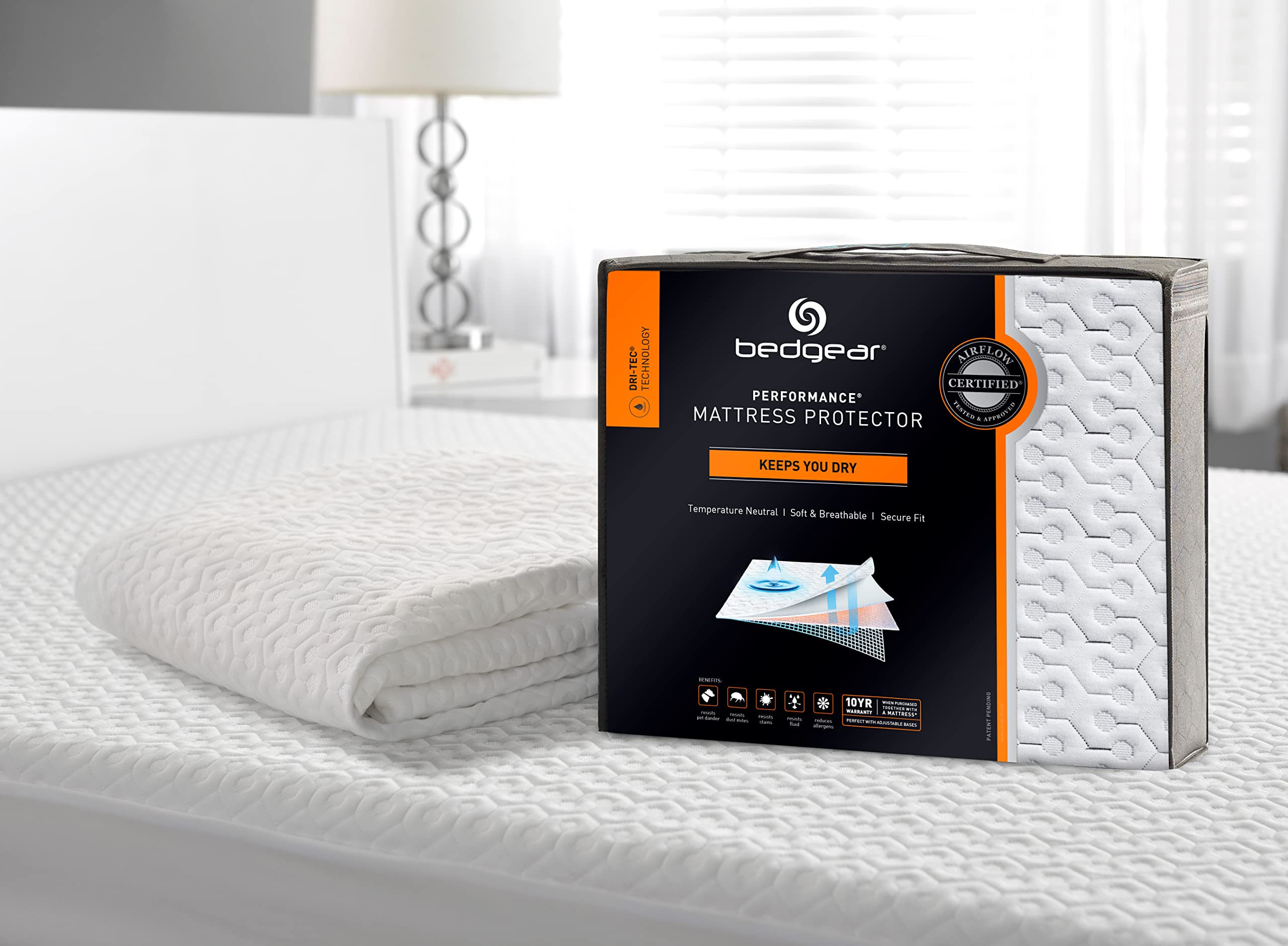 Bedgear Cal King Dri-Tec Waterproof Mattress Protector - Adjustable Base Compatible -Washable, and Breathable Pad – Fitted with Stretchable Deep Pockets – Fits 18” Mattress - White