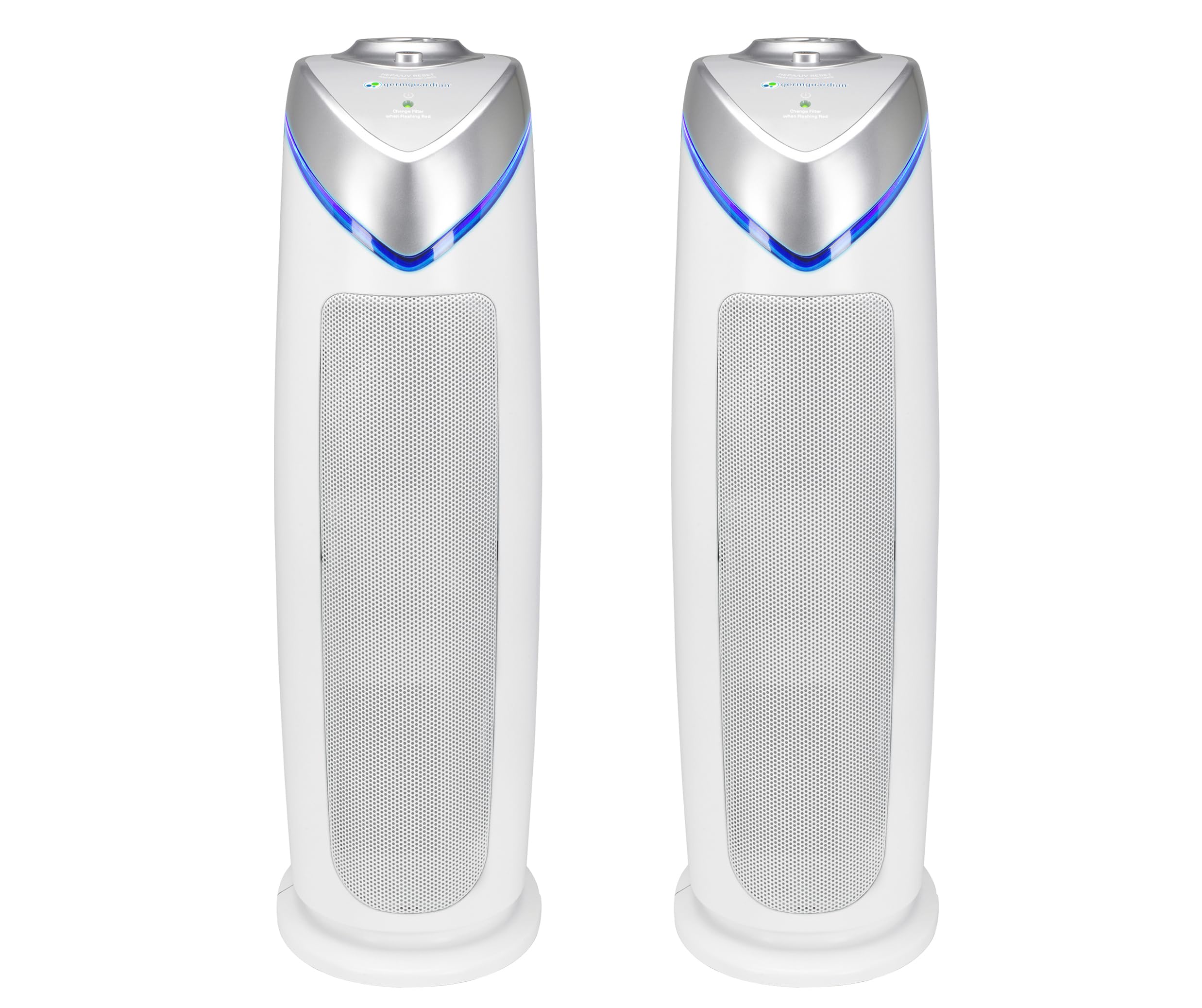 GermGuardian Air Purifier with HEPA 13 Filter, Removes 99.97% of Pollutants, Covers 743 Sq. Foot Room in 1 Hour, UV-C Light Helps Reduce Germs, 22 Inch, 2-Pack, White, AC4825W2PK