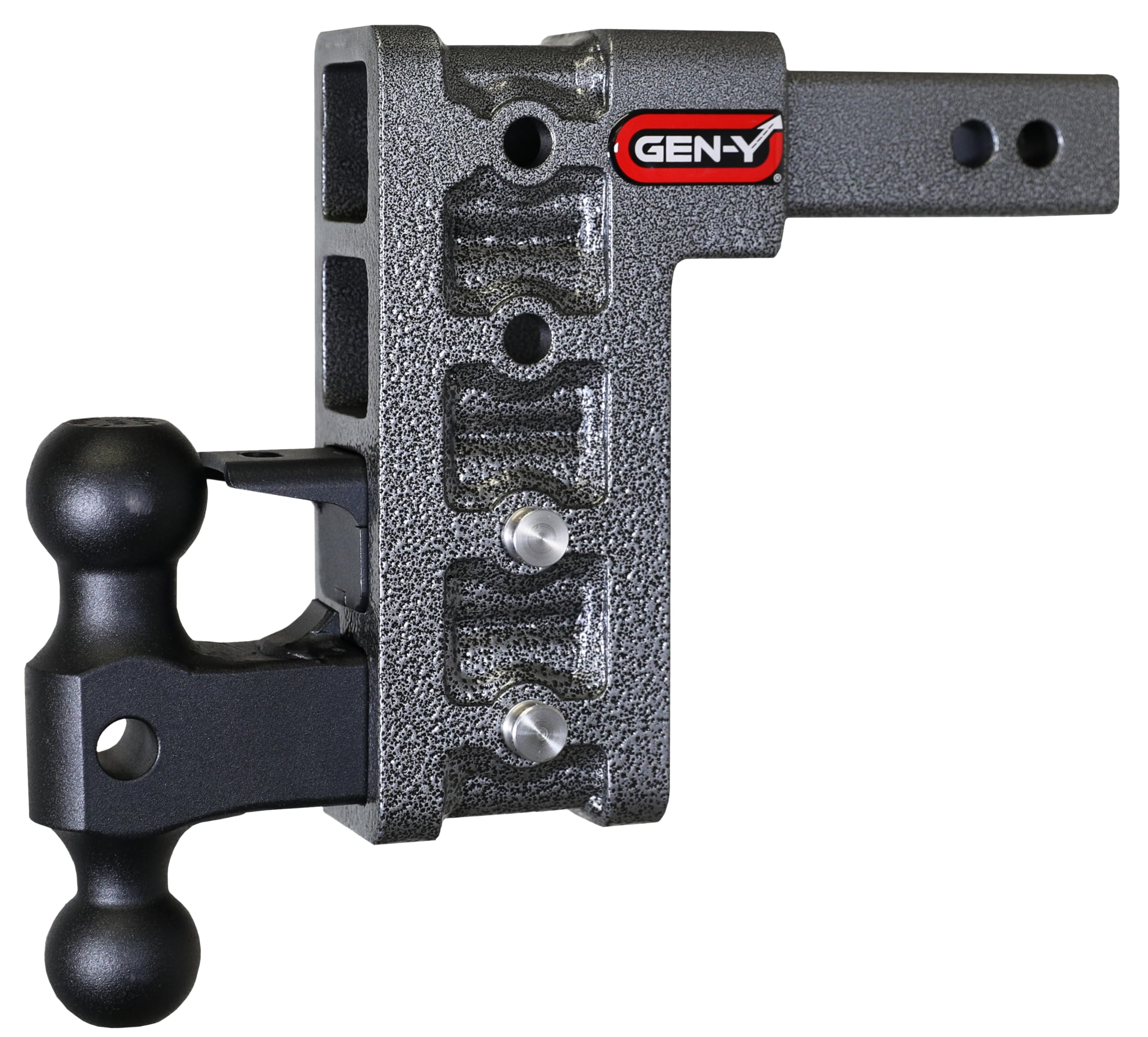 GEN-Y Hitch Adjustable Trailer Hitch (Fits 2" Receiver) - 7.5" Drop, 16000 lbs Towing, 2000 lbs Tongue Weight, Includes Dual Ball Mount Attachment (2 5/16" & 2"), Pintle Lock, 2 Stainless Steel Pins