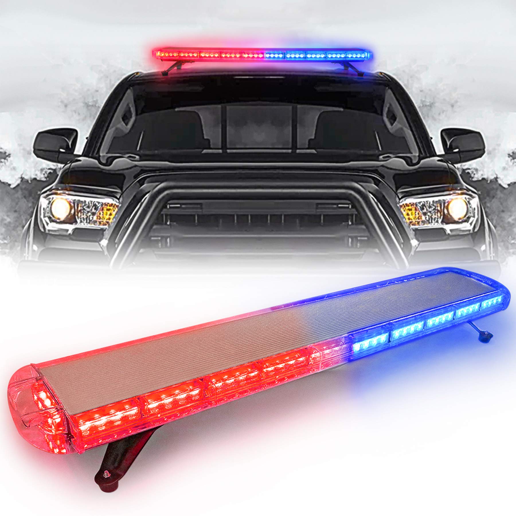 CUMART 47" 88 Red Blue LED Light Bar Fit For Police Cops Vehicles Truck Cars Extreme High Intensity Construction Emergency Warning Strobe Rooftop Low Profile Law Enforcement Hazard Flashing Universal