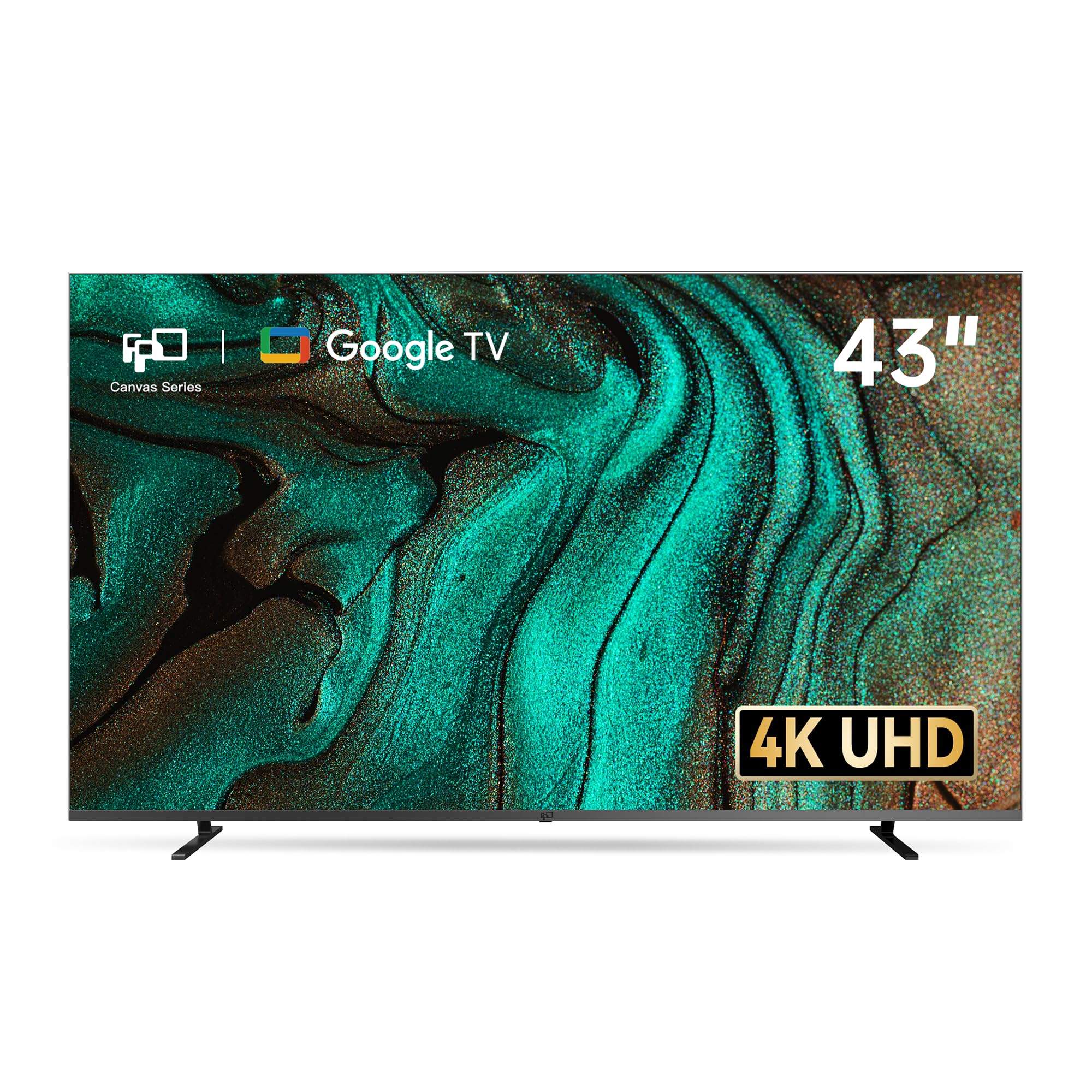 FPD 43 Inch Smart TV 4K UHD LED Flat Screen Google TV with Google Cast, Bluetooth, HDMI, Streaming Live, HDR 10, Dolby Vision, Ultra Slim Television(Canvas-Series, CG43-C3, 2025)