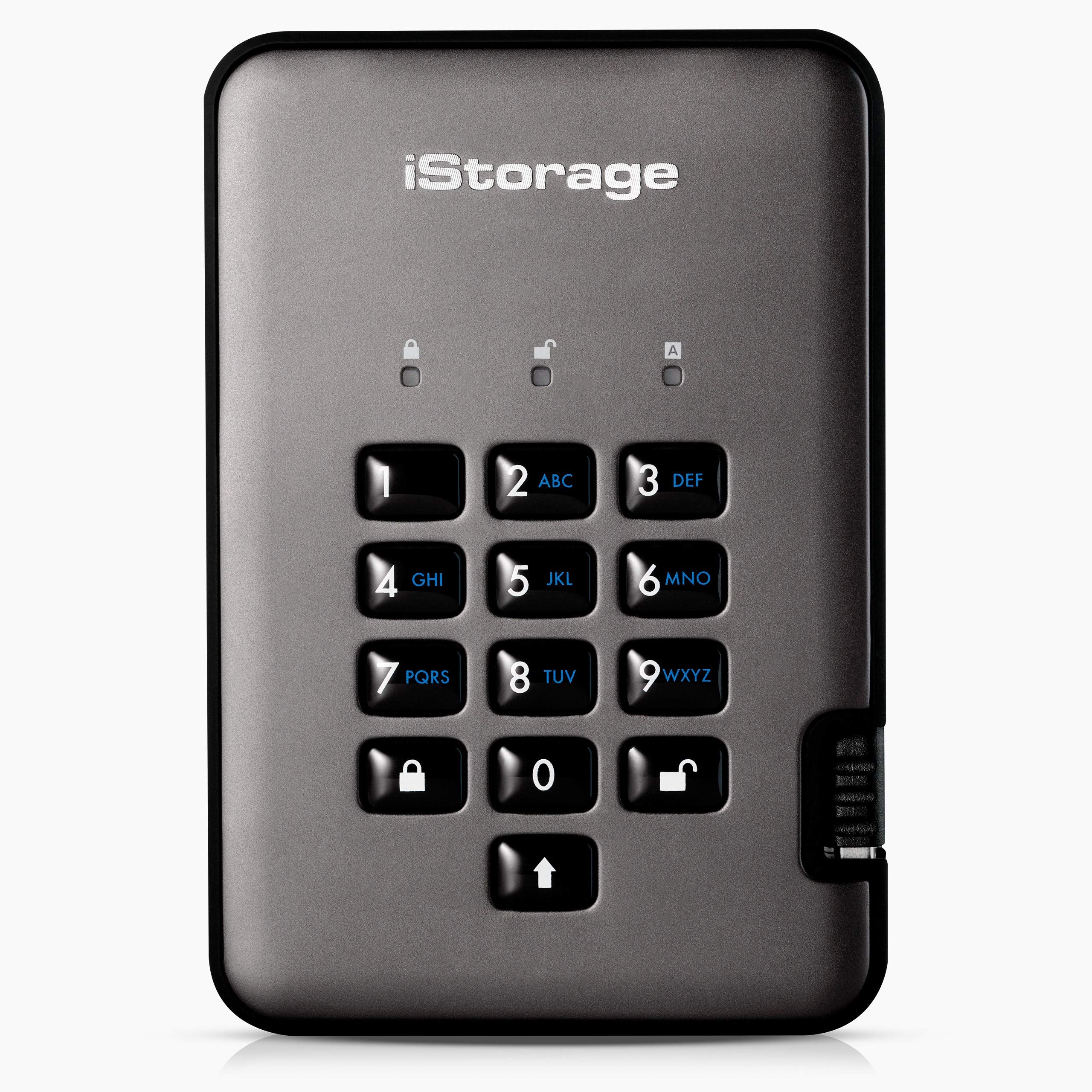 iStorage diskAshur PRO2 HDD 1TB Secure portable hard drive FIPS Level 2 certified - password protected, dust and water resistant, portable, military grade hardware encryption. IS-DAP2-256-1000-C-G