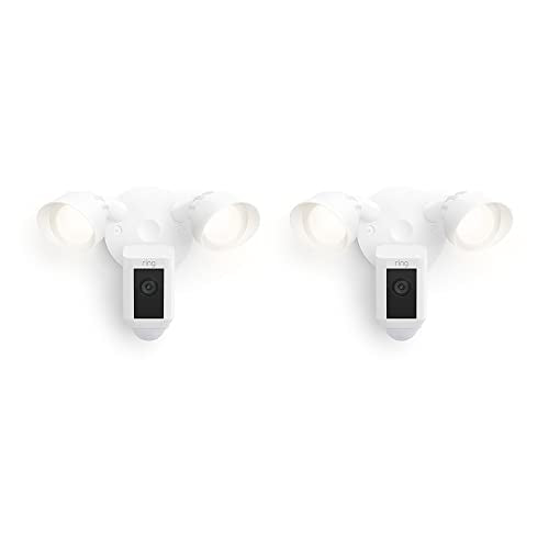 Ring Floodlight Cam Wired Plus with motion-activated 1080p HD video (2021 release), 2-pack, White