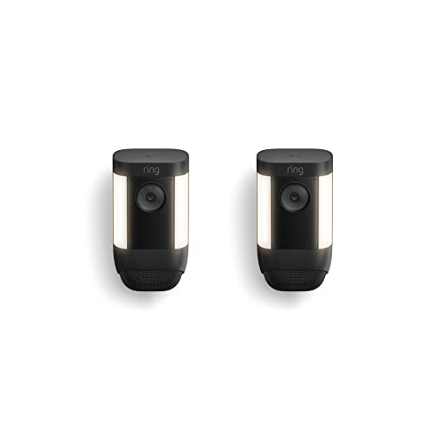 Ring Spotlight Cam Pro, Battery | 3D Motion Detection, Two-Way Talk with Audio+, and Dual-Band Wifi (2022 release) | 2-pack, Black