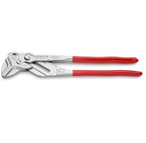KNIPEX Pliers Wrench, Chrome-Plated, 400 mm, Grips Continuously Up to 68 mm, Fine Adjustment by Button Push, Adjustable Wrench, 86 03 400