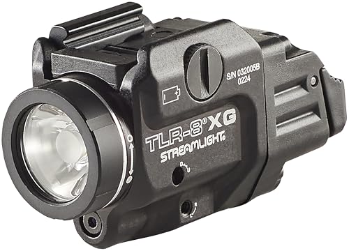 Streamlight 69434 TLR-8A G Flex 500-Lumen Low Profile Pistol Light with Integrated Green Aiming Laser for Select Handguns, Includes Rear Switches, Mounting Kit, and Keys, Black