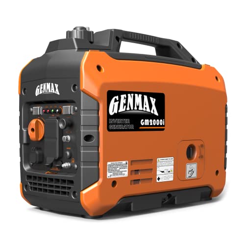 GENMAX Portable Generator, 2000W Ultra Quiet Gas Engine, EPA Compliant, Eco Mode Function, Ultra Light, Suitable for Backup Home and Camping(GM2000i)