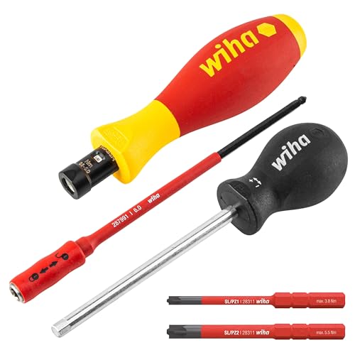 Wiha TorqueVario-S Electric Torque Screwdriver Set 5 Pieces I 0.8-5.0 Nm I PlusMinus/Pozidriv Variable Adjustable Torque Limit (38074)