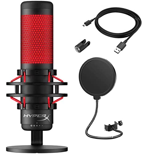 HYPERX Latest Quadcast USB Condenser Microphone Bundled with GalliumPi Popfilter Accessories