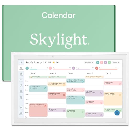 Skylight Calendar: 15-inch Digital Calendar & Chore Chart, Smart Touchscreen Interactive Display for Family Schedules – Wall Mount Included, Great for Organizing Your 2025 Calendar, Wall Planner