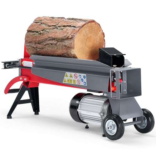 VEVOR Electric Log Splitter, 6.5T Force, 3400 RPM Log Splitter with 1.75 HP Powerful Motor for 20.5 x 9.8 Logs, Secure & Smokeless Splitter with 5.7 in Transport Wheels, Fit for Gardening & Forestry