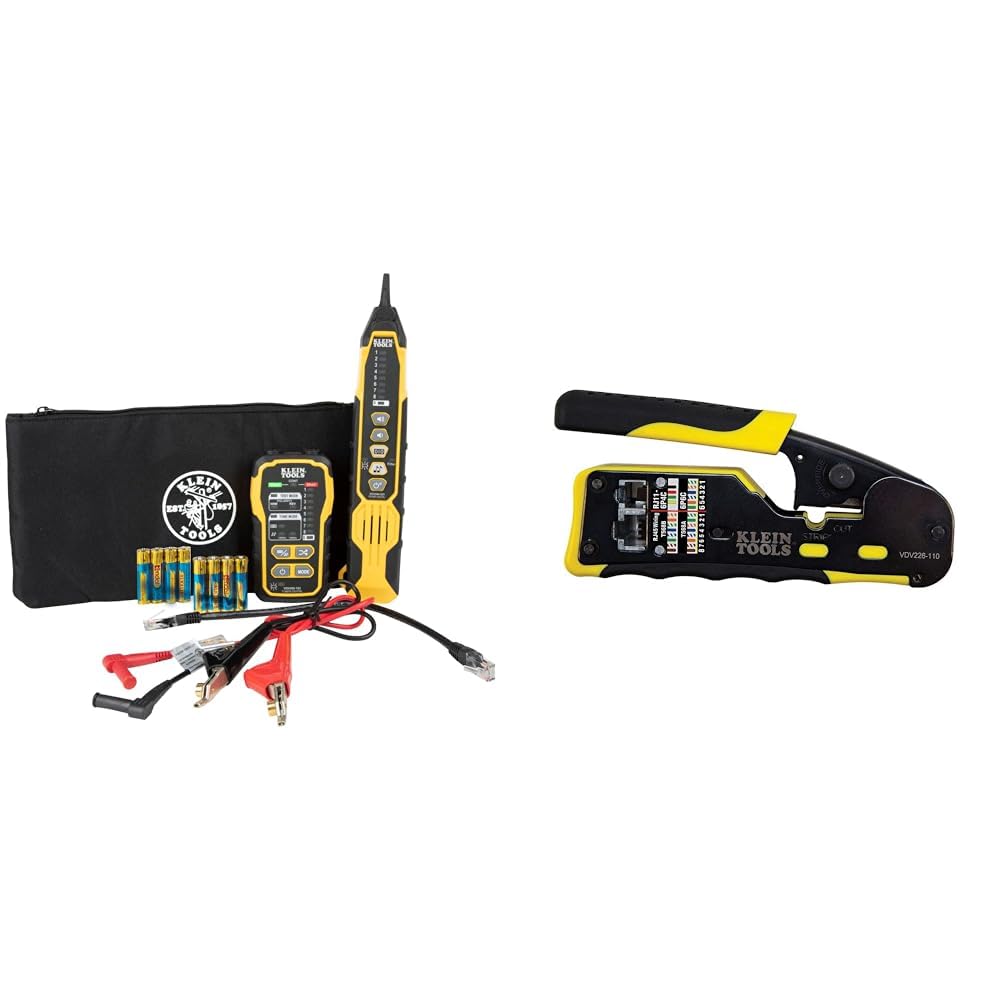 Klein Tools VDV500-920 Wire Tracer Tone Generator and Probe Set with RJ45 Port & VDV226-110 Ratcheting Modular Data Cable Crimper/Wire Stripper