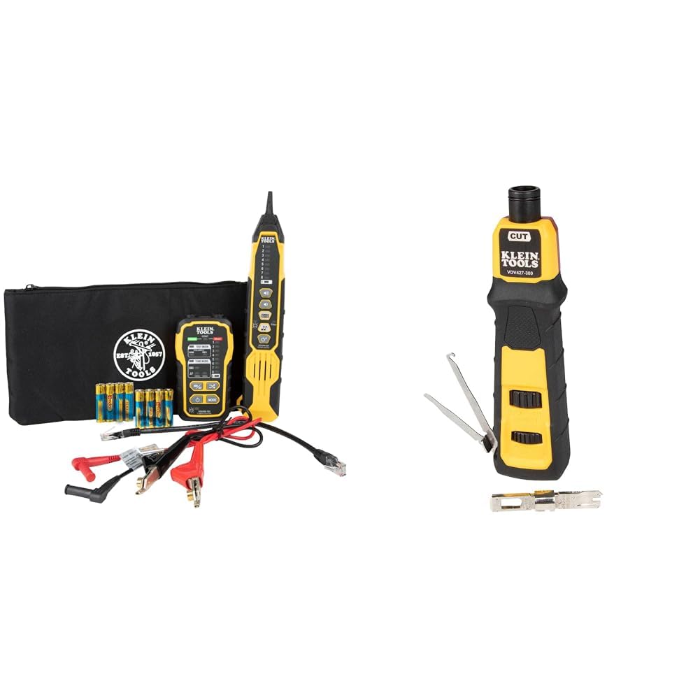 Klein Tools VDV500-920 Wire Tracer Tone Generator and Probe Set with RJ45 Port & VDV427-300 Impact Punchdown Tool with 66/110 Blade, Reliable CAT Cable Connections