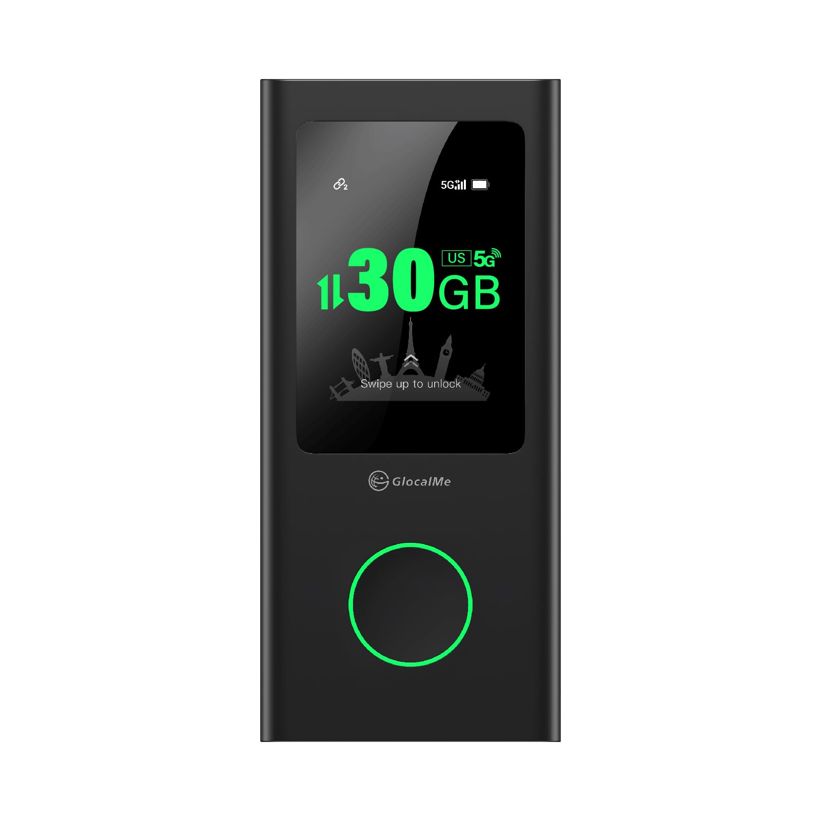 GlocalMe Numen Air 5G Hotspot with 30GB US/CA/MX Data 60Days, Portable WiFi Hotspot for Travel, Ultra High Speed Mobile Hotspot Device with Touch Screen, No SIM Card Required, 16 Connected Devices