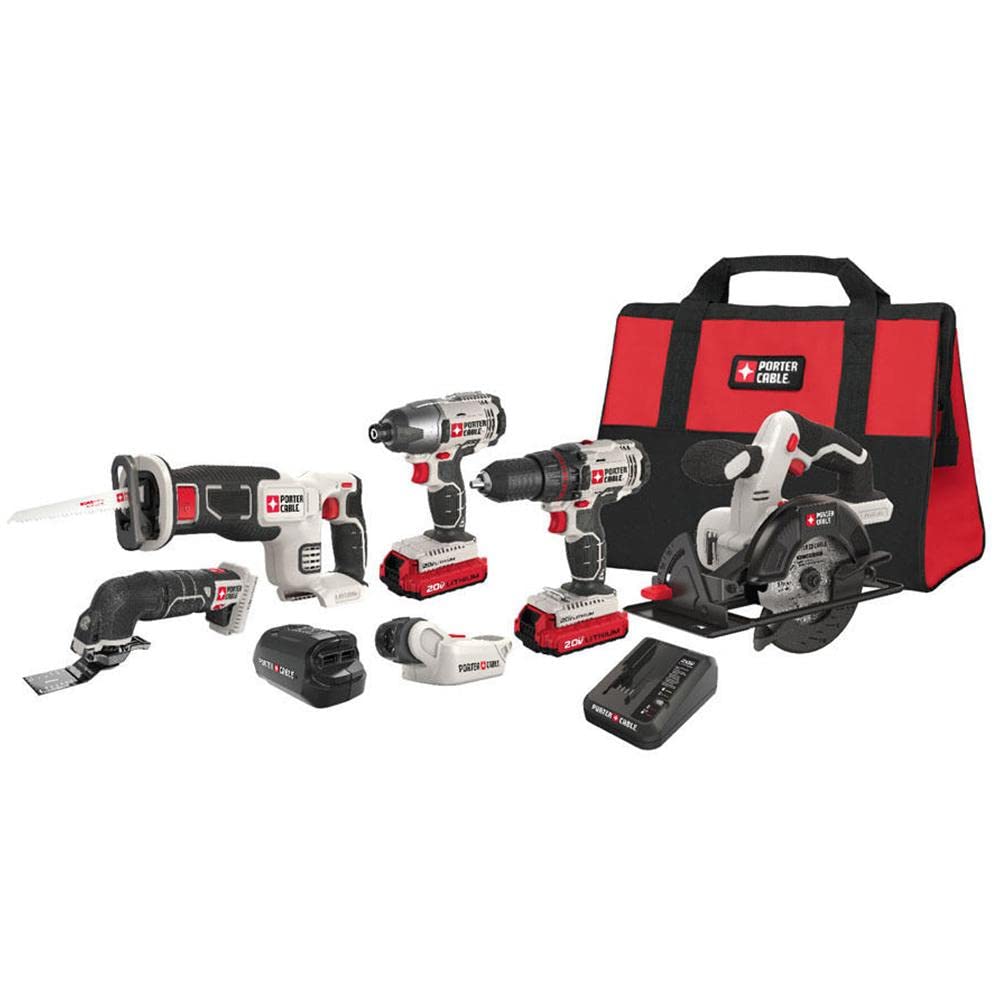 PORTER-CABLE PCCK617L6 20V MAX* Lithium Ion 6-Tool Combo Kit with Free USB Device