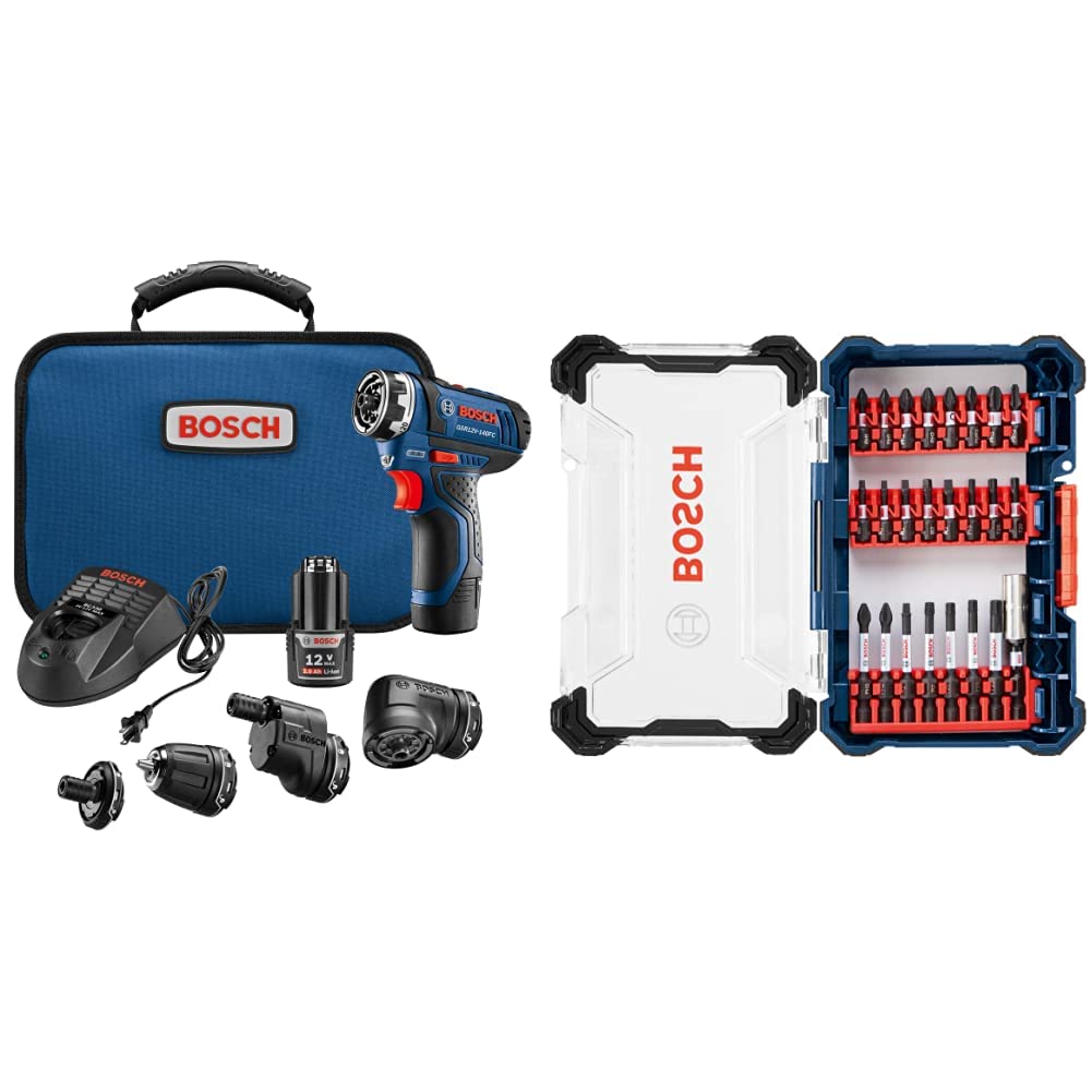 Bosch Cordless Electric Screwdriver 12V Kit + Bosch 24-Piece Screwdriving Custom Case Set