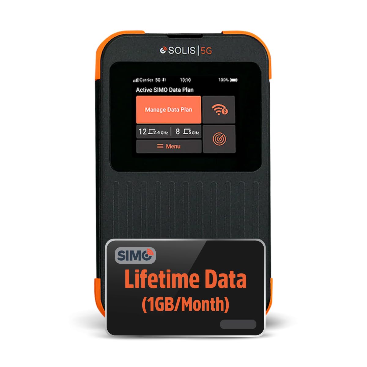 SIMO Solis 5G WiFi Mobile Hotspot Device, Portable WiFi for Travel in 140+ Countries, No SIM Card or Contract Required, Multi-Carrier Network Wireless Access Point, 16 Devices, 1GB/Month Lifetime Data