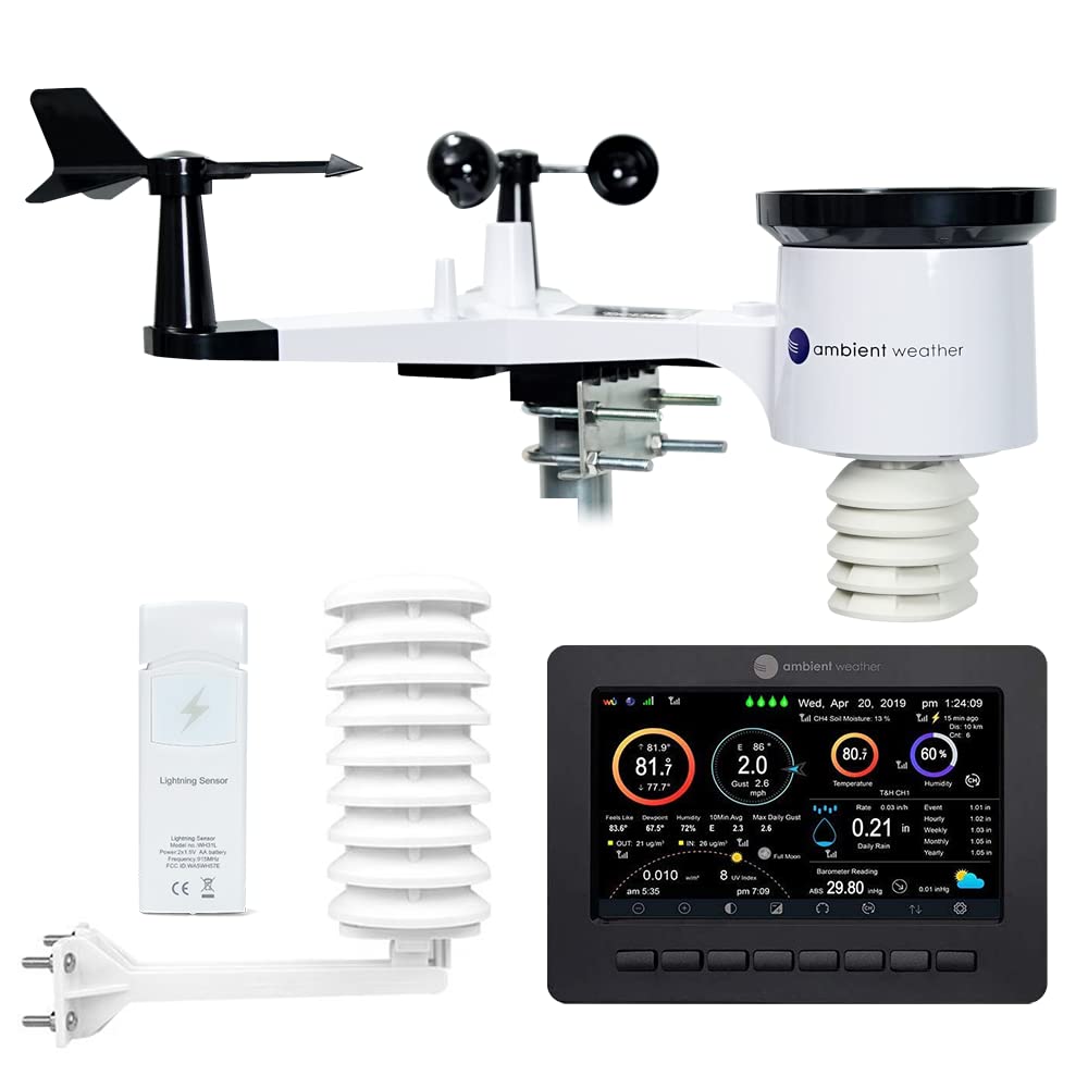Ambient Weather WS-2000 Storm Bundle - Smart Weather Station for Storm Monitoring w/WiFi Remote Monitoring and Alerts