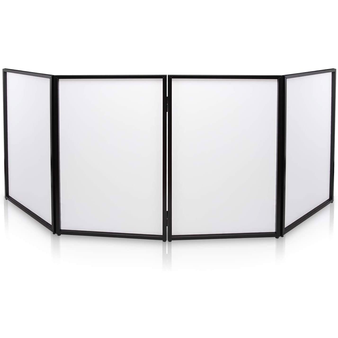 Pyle DJ Booth Foldable Cover Screen - Portable Event Facade Front Board Video Light Projector Display Scrim Panel with Folding Steel Frame Panel Stand, Stretchable Lycra Spandex - PDJFAC10 (White)