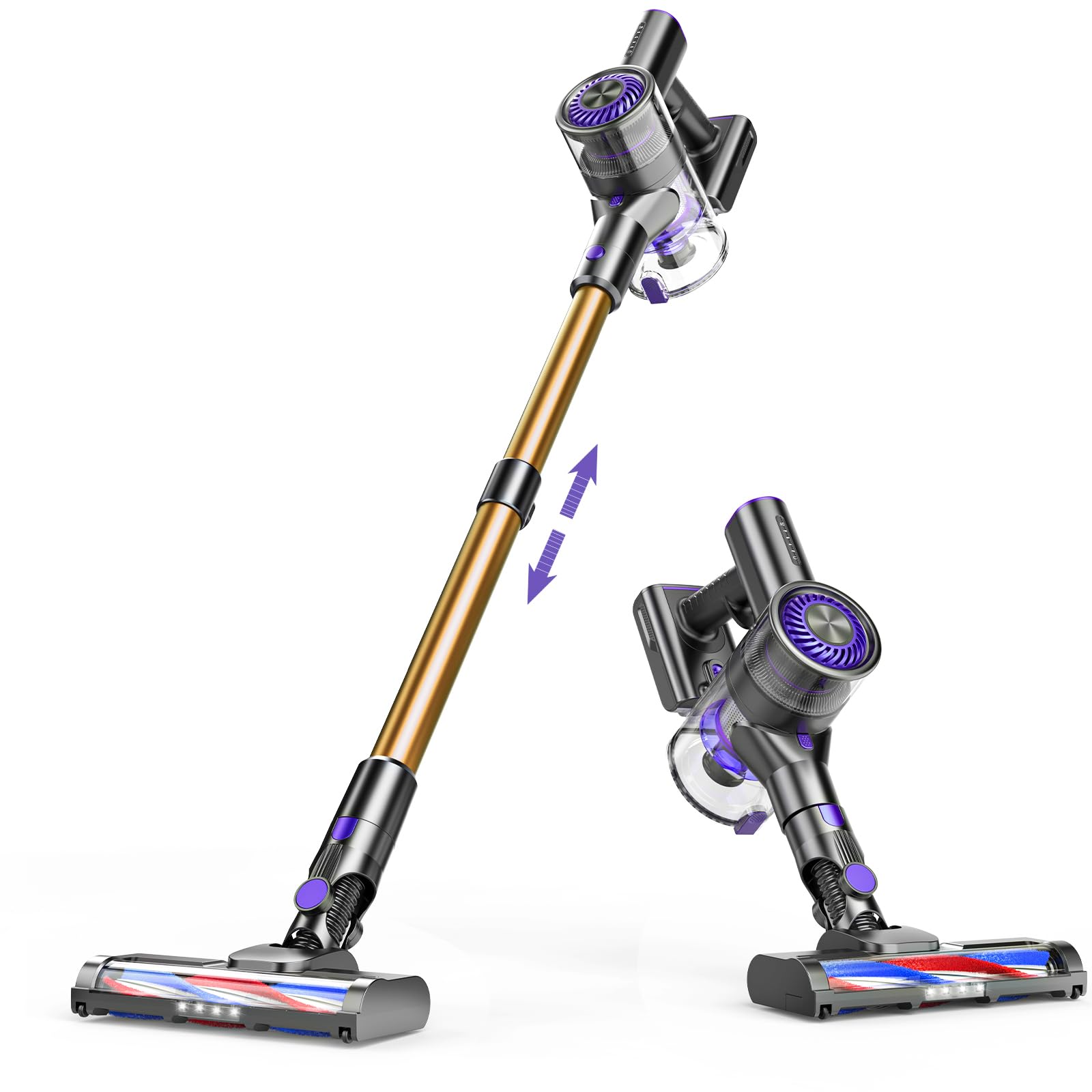 Cordless Vacuum Cleaner, 80000 RPM High-Speed Brushless Motor Powerful Vacuum Cleaners for Home, Up to 40 Mins Runtime, Stick Vacuum with 4* LED & Rechargeable 2600 mAh Battery