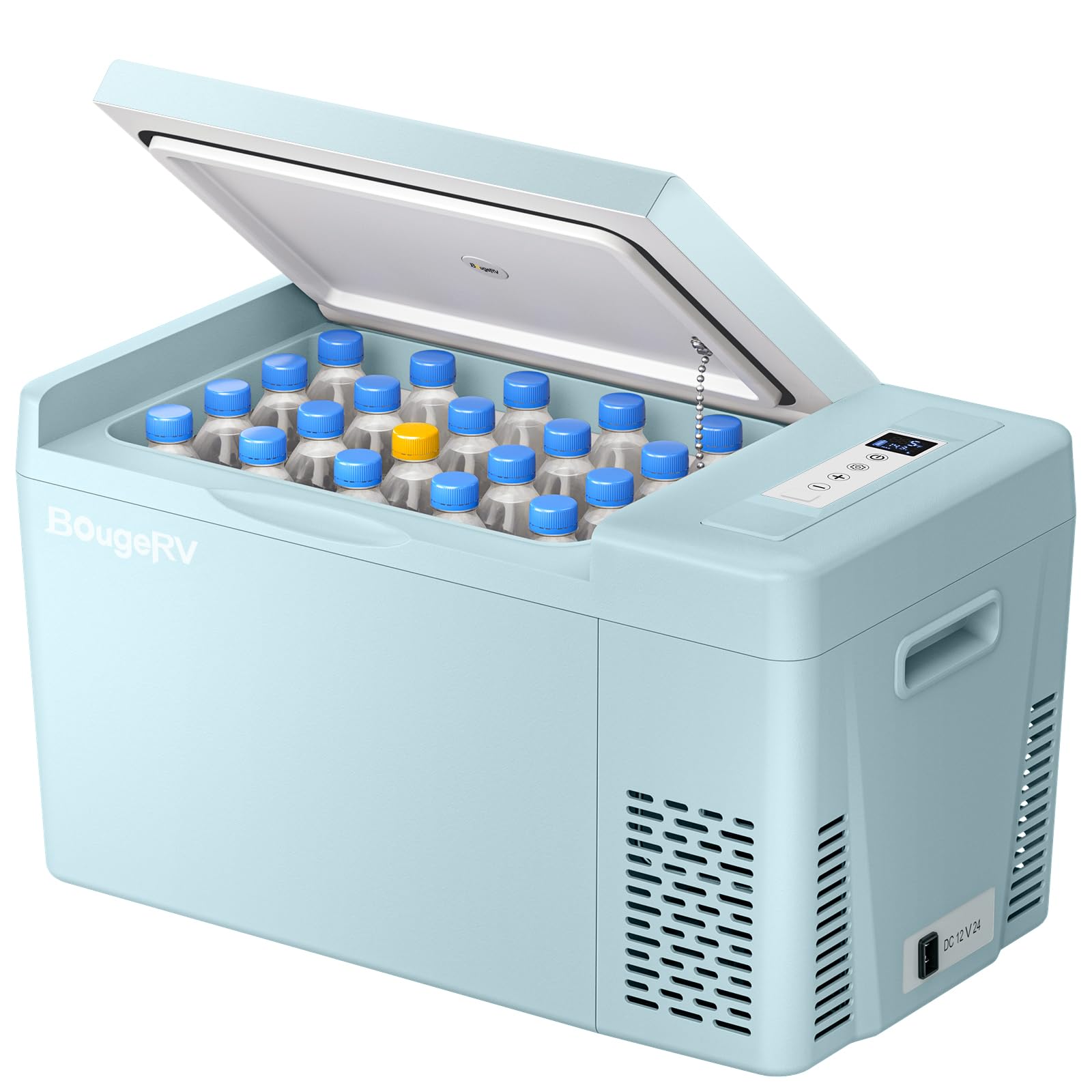BougeRV Green 23Quart Portable Refrigerator, 12 Volt Fridge 22L, Portable Freezer Compressor Cooler 12/24V DC 110~240 Volt AC for Truck Van RV Camper -7℉~50℉