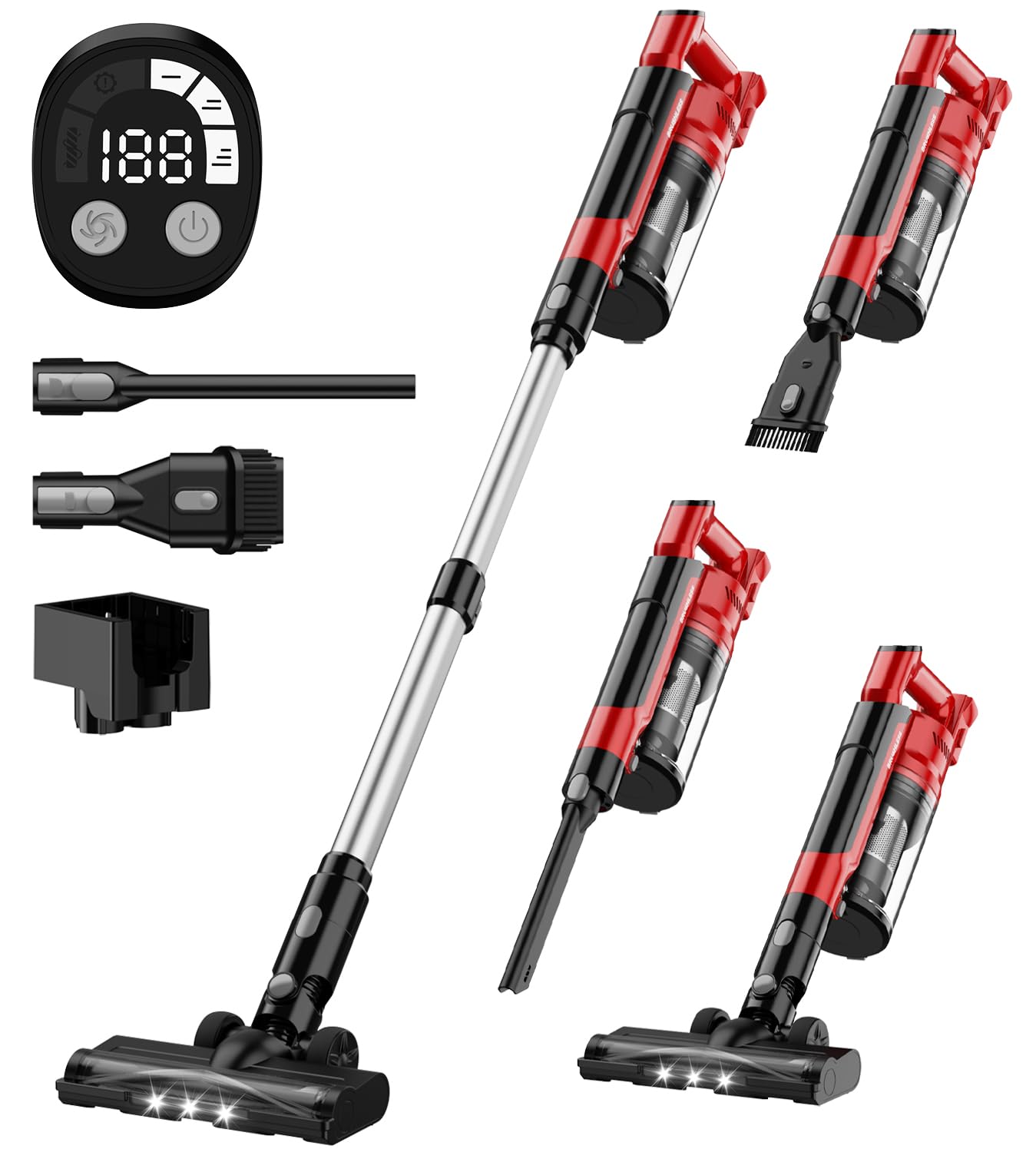 350W Cordless Vacuum Cleaner for Milwaukee M18 Battery, 35kPa Brushless Lightweight Stick Vacuum with 3 Mode Suction, 6 in 1 Stick Vacuum Cleaner with HEPA for Floor, Carpet, Car, Battery Not Included