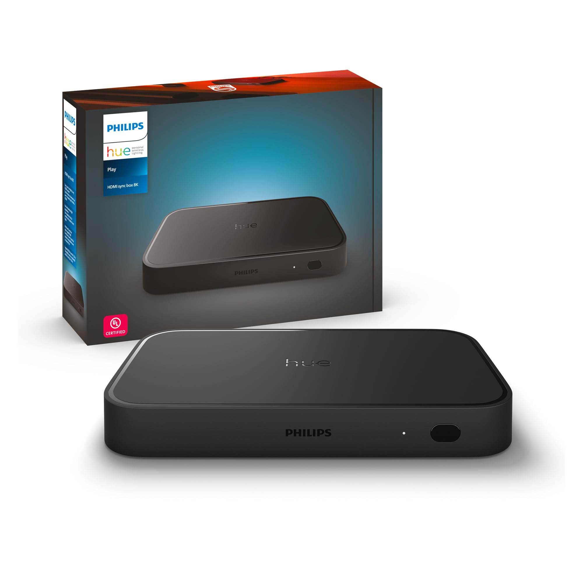 Philips Hue Play HDMI sync Box 8K - Syncs up to 10 Hue Lights with Your Video Games, Movies, and Music - Requires Hue Bridge - Supports Dolby Vision HDR10+ - Control with Hue App