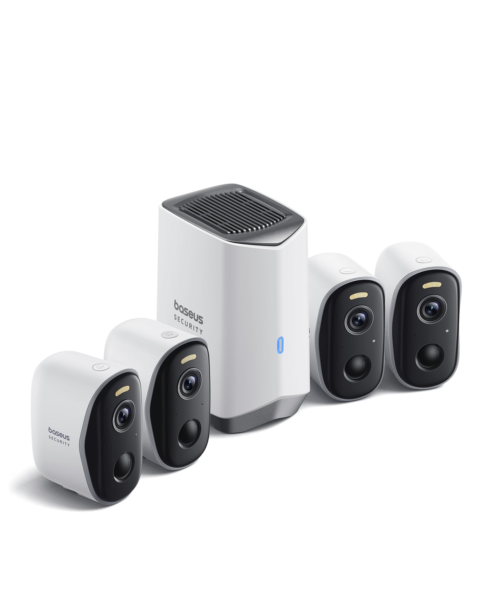Baseus Wireless Cameras for Home Security, N1 4-Cam Kit with 2K Clarity, No Monthly Fee, 16TB Expandable Local Storage, 210-Day Battery Life, Spotlight & Alarm, Works with Alexa and Google Home