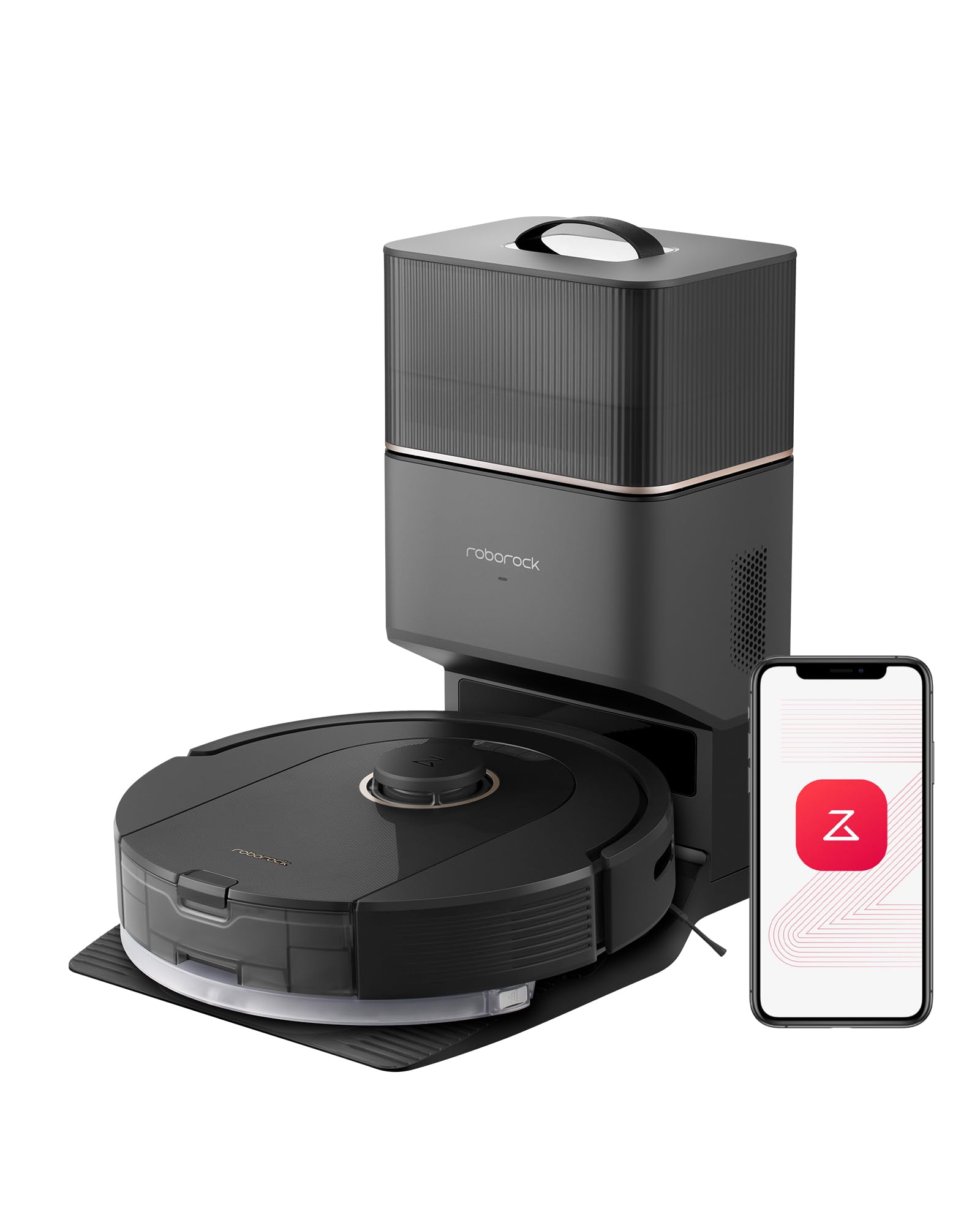 roborock Q5 Pro+ Robot Vacuum and Mop, Self-Emptying, 5500 Pa Max Suction, DuoRoller Brush, Hands-Free Cleaning for up to 7 Weeks, Precise Navigation, Perfect for Hard Floors, Carpets, and Pet Hair