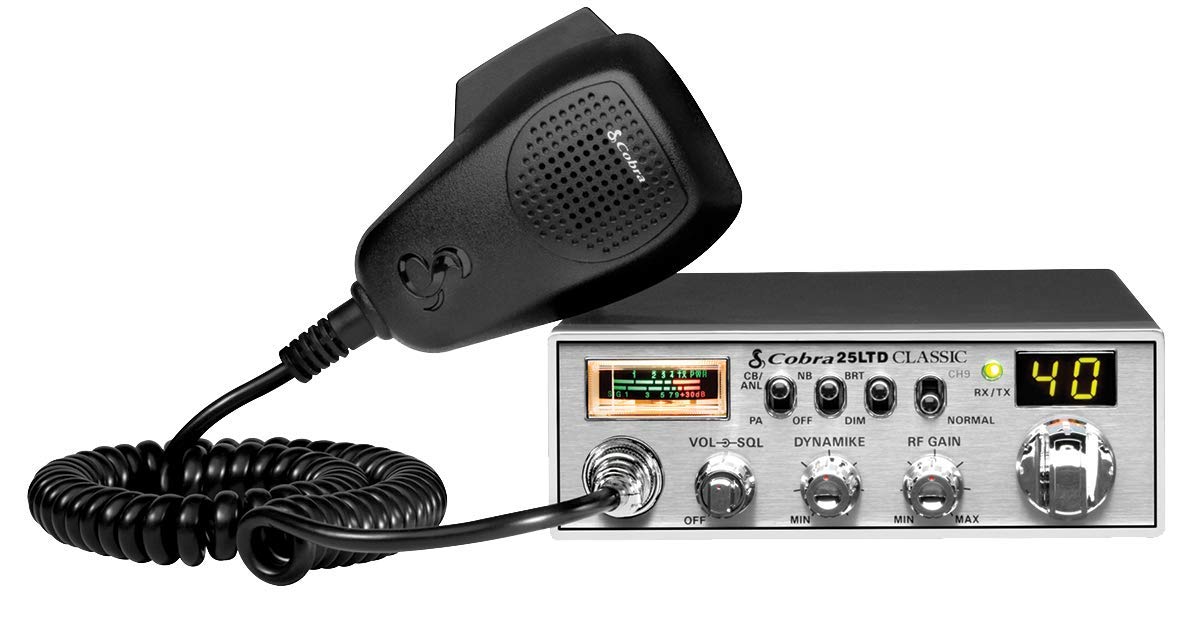 Cobra 25LTD Professional CB Radio - Emergency Radio, Travel Essentials, Instant Channel 9, 4 Watt Output, Full 40 Channels, 9 Foot Cord, 4 Pin Connector