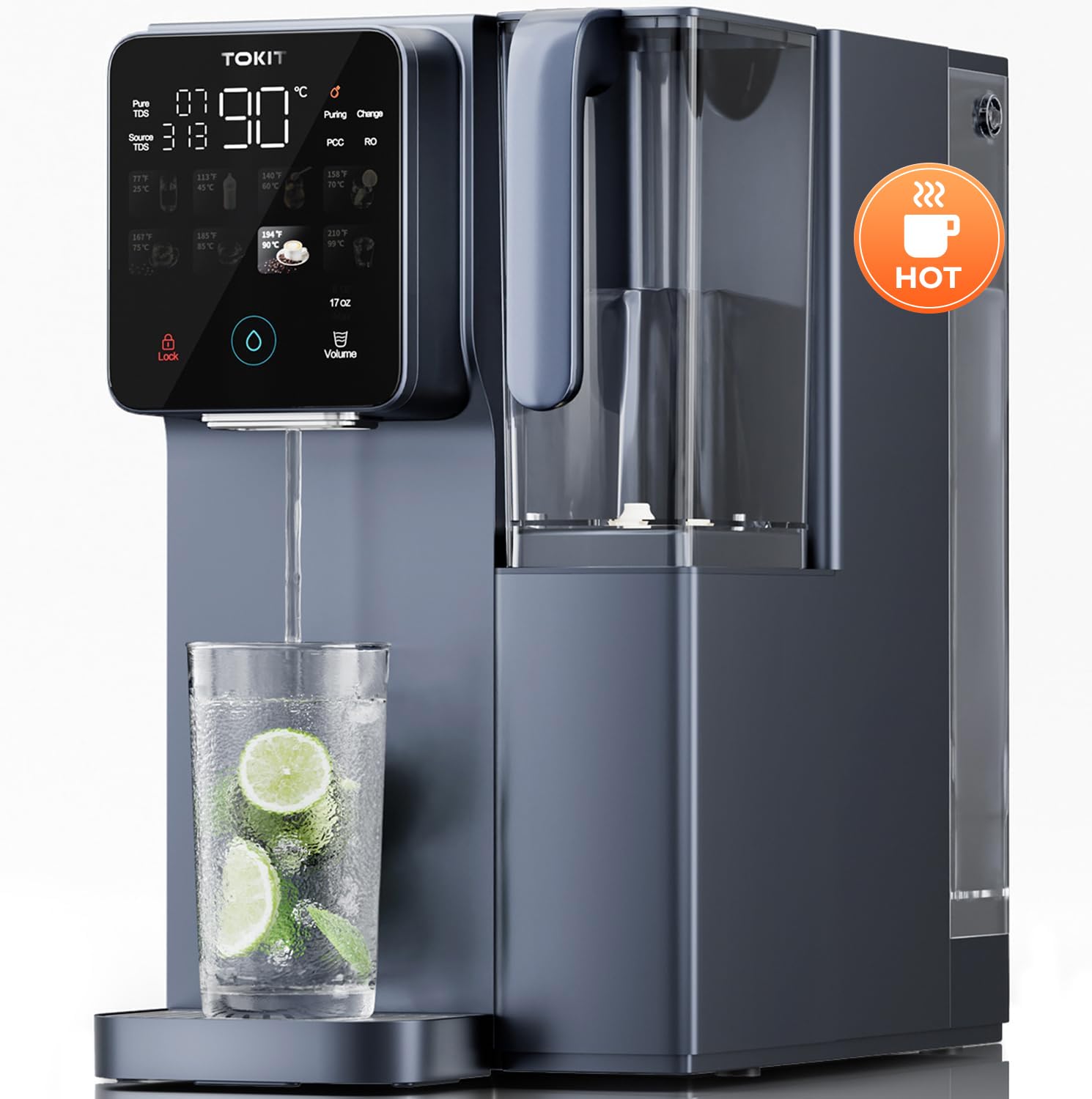 TOKIT T1 Pro Reverse Osmosis Water Filter Countertop, NSF/ANSI 58, RO Whole House Water Filter System with Alkaline Remineralization Filter and Instant Heating Tech, No Installation
