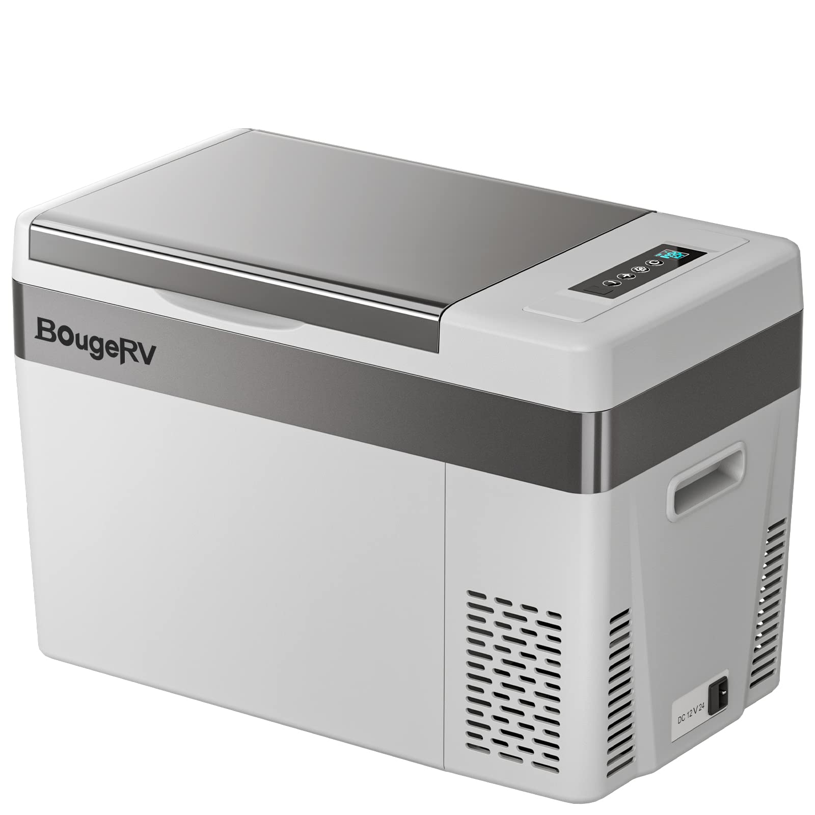 BougeRV 12 Volt Refrigerator With Cover 12V Car Fridge 30 Quart Portable Freezer Compressor Cooler Compressor Freezer, 12/24V DC 110~240V AC, -7℉~50℉ for Truck RV SUV