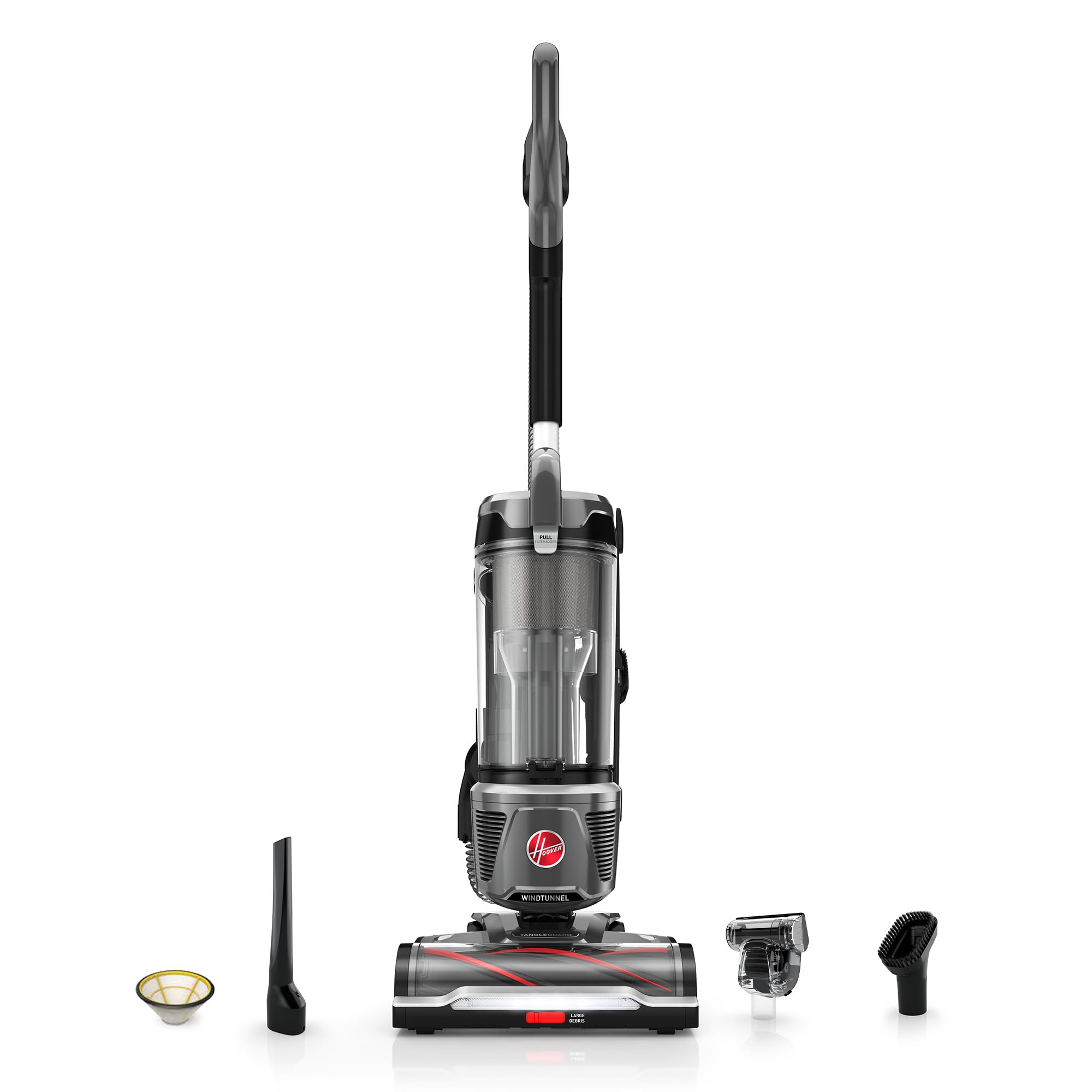 Hoover WindTunnel Tangle Guard Bagless Vacuum Cleaner, Corded Upright Vacuum, HEPA Media Filtration, Anti-Hair Wrap, Headlights, Swivel Steering, Corded Vacuum Cleaners for Home Use