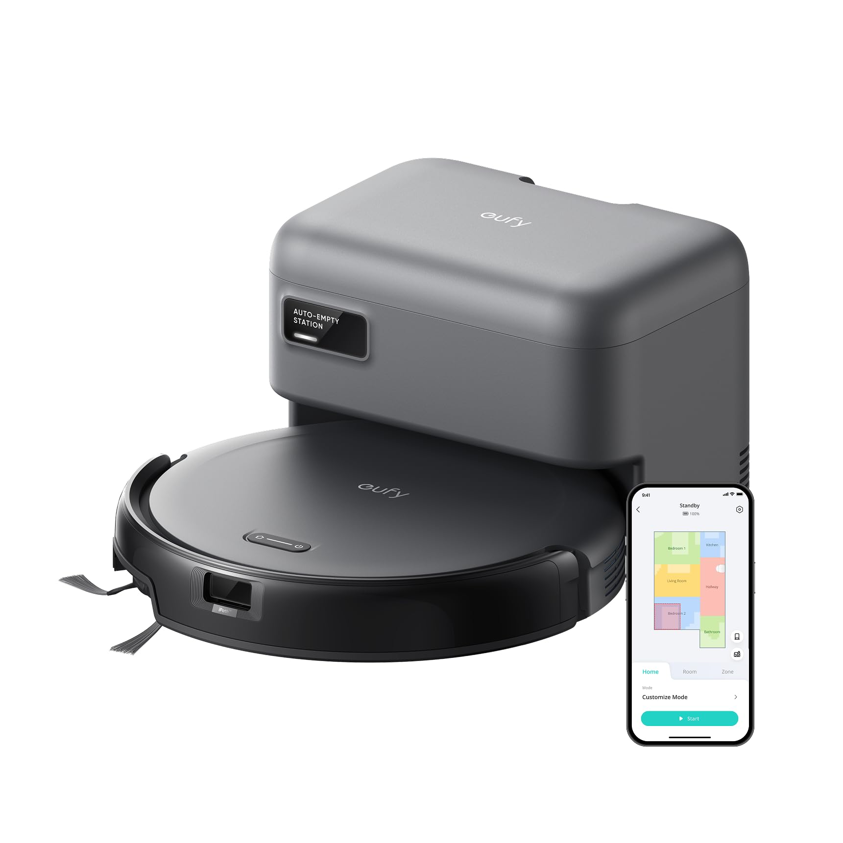 eufy Robot Vacuum C10 with Self Emptying Station, Up to 60 Days Hands Free Cleaning, Edge Expansion Brush, 2.85-Inch Ultra-Slim Body, Smart Mapping, Lidar Navigation