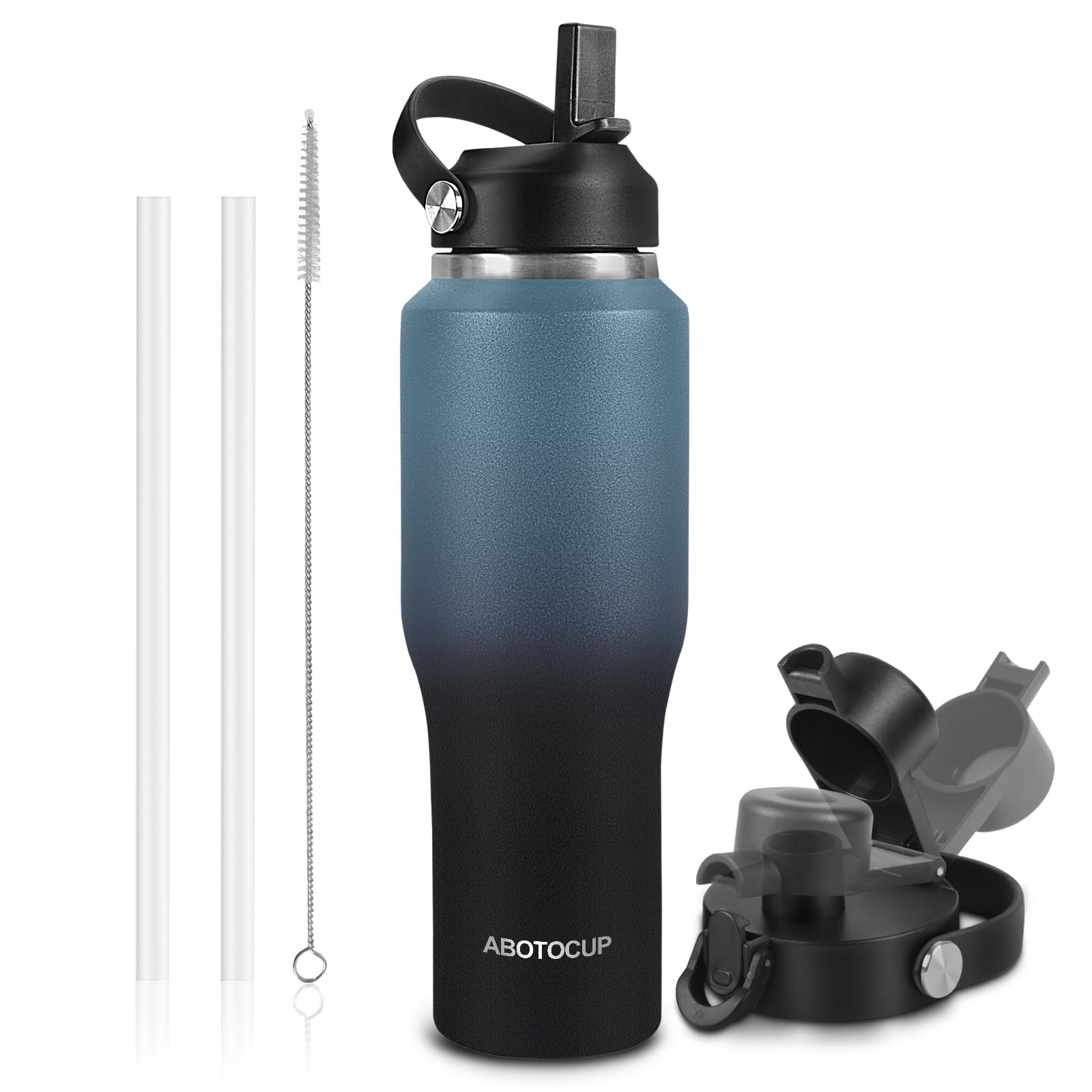 ABOTOCUP 32oz Insulated Water Bottle Keep Cold 24h&Hot 12h, Double Wall Vacuum Insulated Water Bottles with Straw/Spout Lid, Stainless Steel Water Bottles that Fit in Any Car Cup Holder, Leak-proof