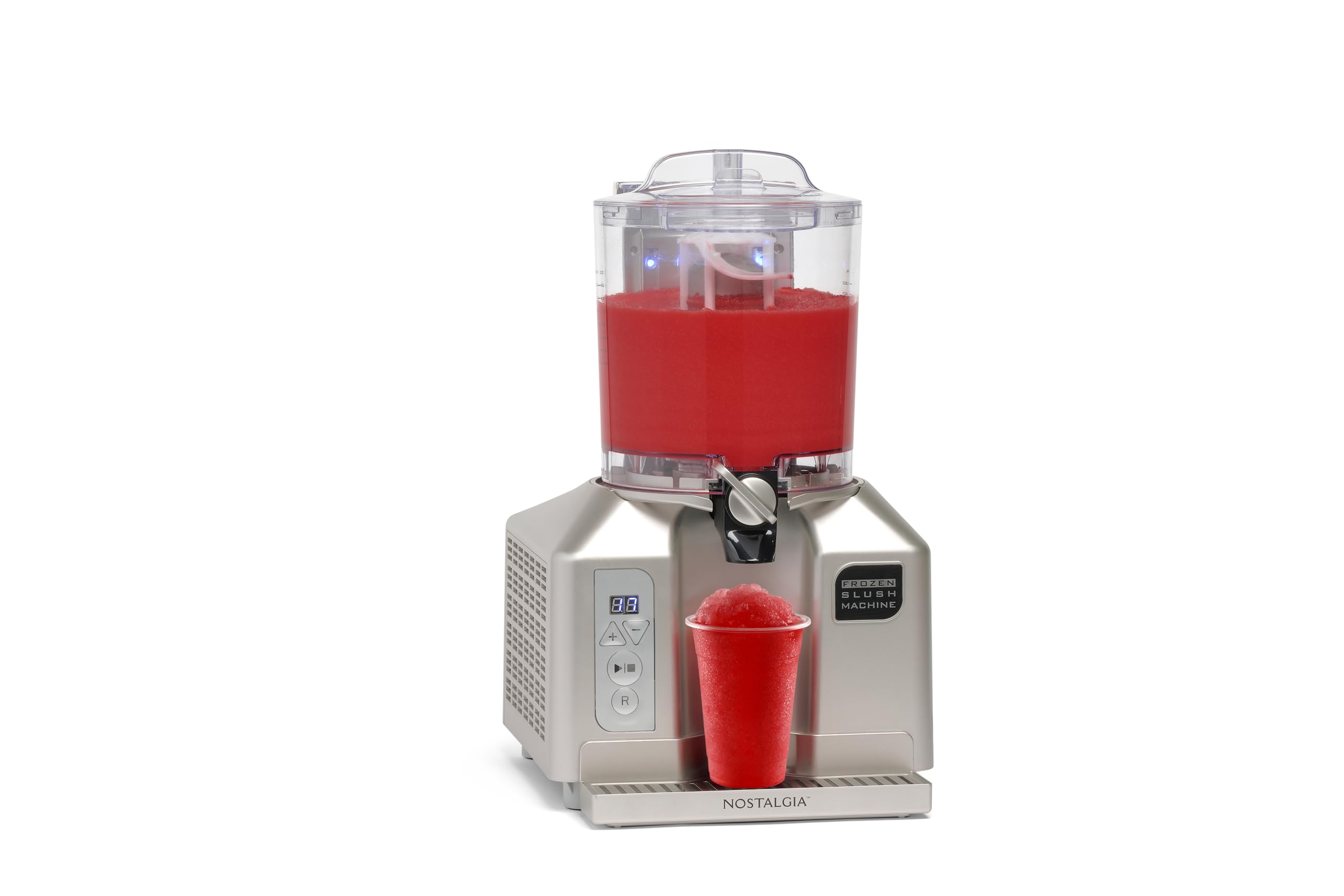 Nostalgia Professional Frozen Slush Machine 2.8 Liter Blender, Premium Quality Smoothies or Slushies for Kitchen Countertops and at-Home Bars, Stainless Steel