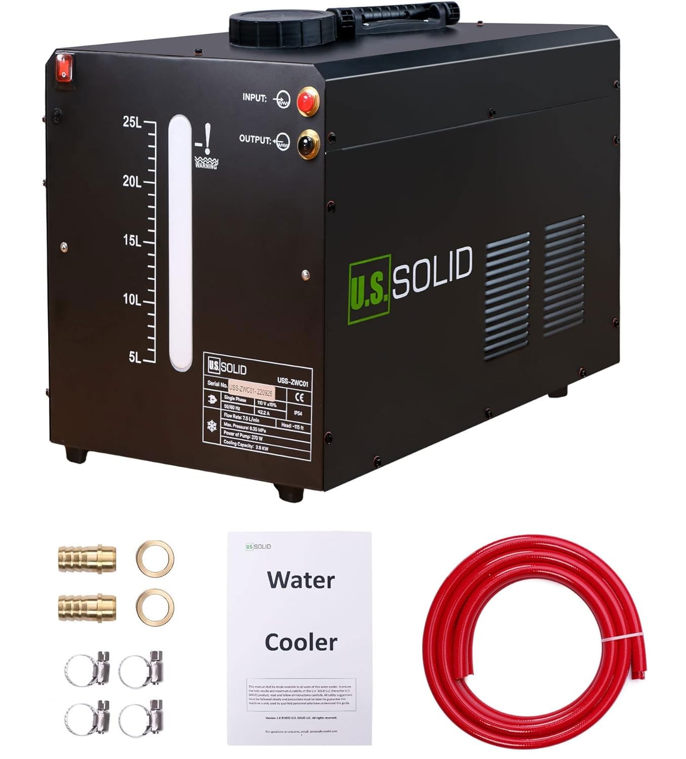 U.S. Solid Water Cooler 25L - Tig Welder Torch Water Cooling Machine - Wind Tunnel Heat Dissipation System TIG MIG Welder with Transparent Window - Improved Cooling Effect - Non-Leak Design