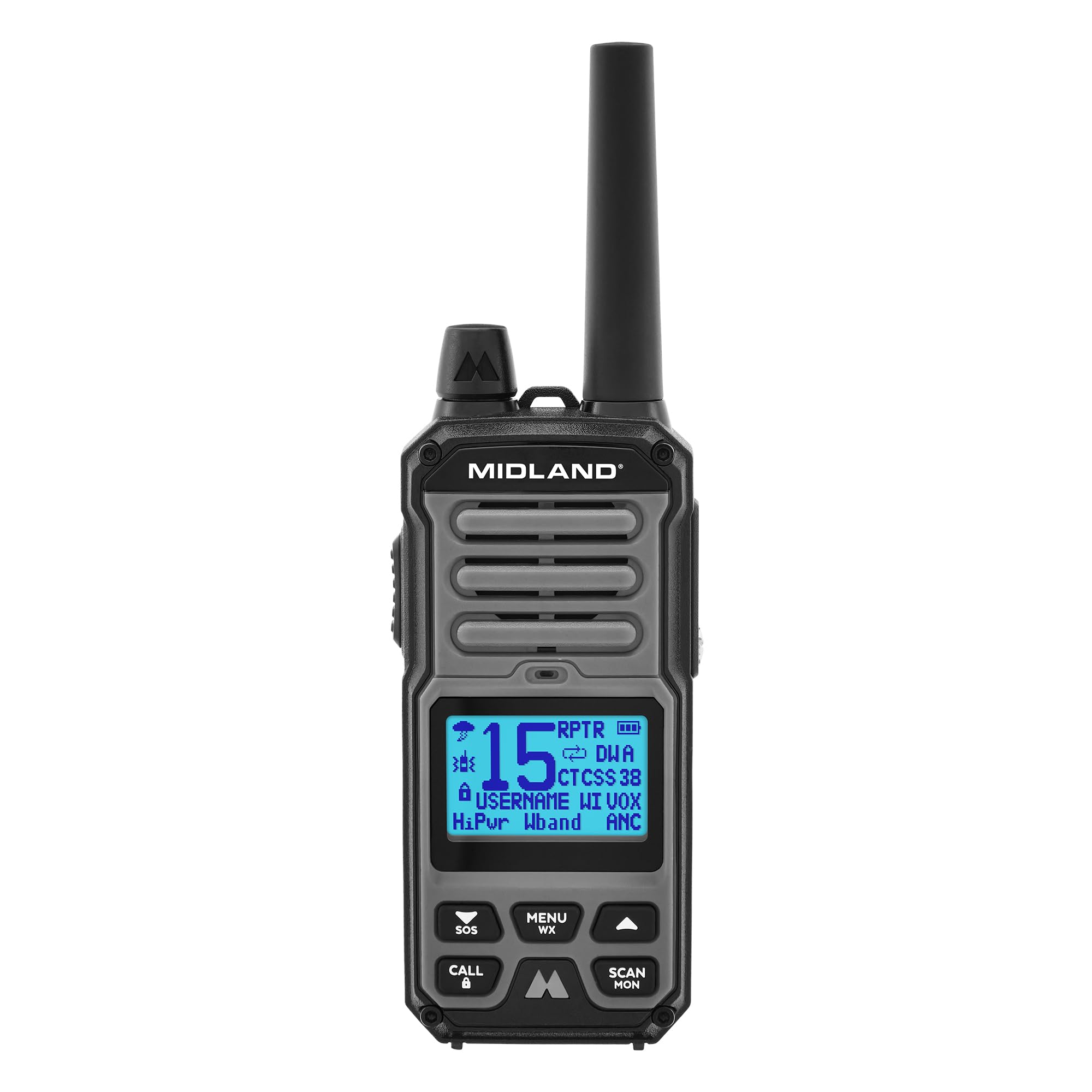 Midland GXT67 PRO GMRS Radio - Two-Way Midland Walkie Talkie - Repeater Capable, IP67 Waterproof, Active Noise Canceling, Hands-Free Operation, 99 Channels, 16-Hour Battery