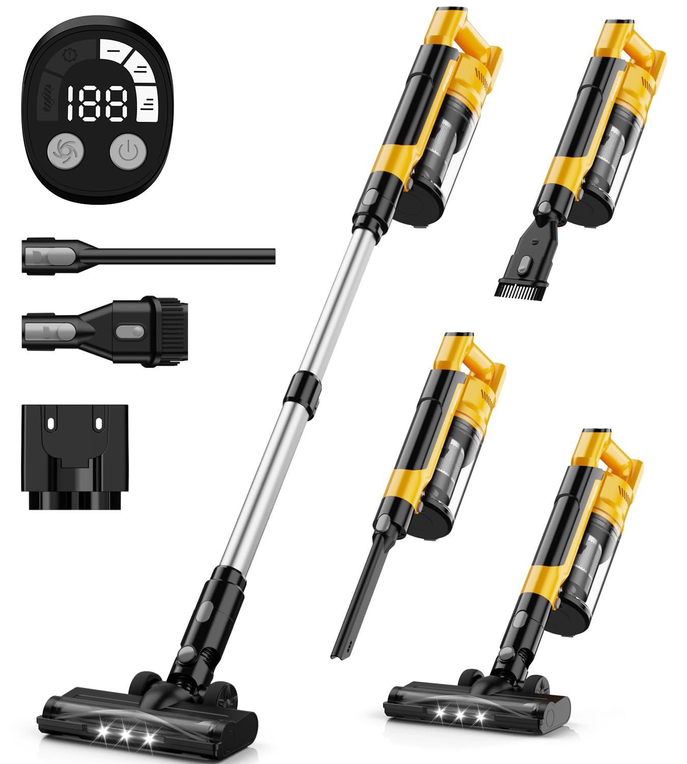 350W Cordless Vacuum Cleaner for Dewalt 20v Battery, 35kPa Brushless Lightweight Stick Vacuum with 3 Mode Suction, 6 in 1 Stick Vacuum Cleaner with HEPA for Floor, Carpet, Car (Battery Not Included)