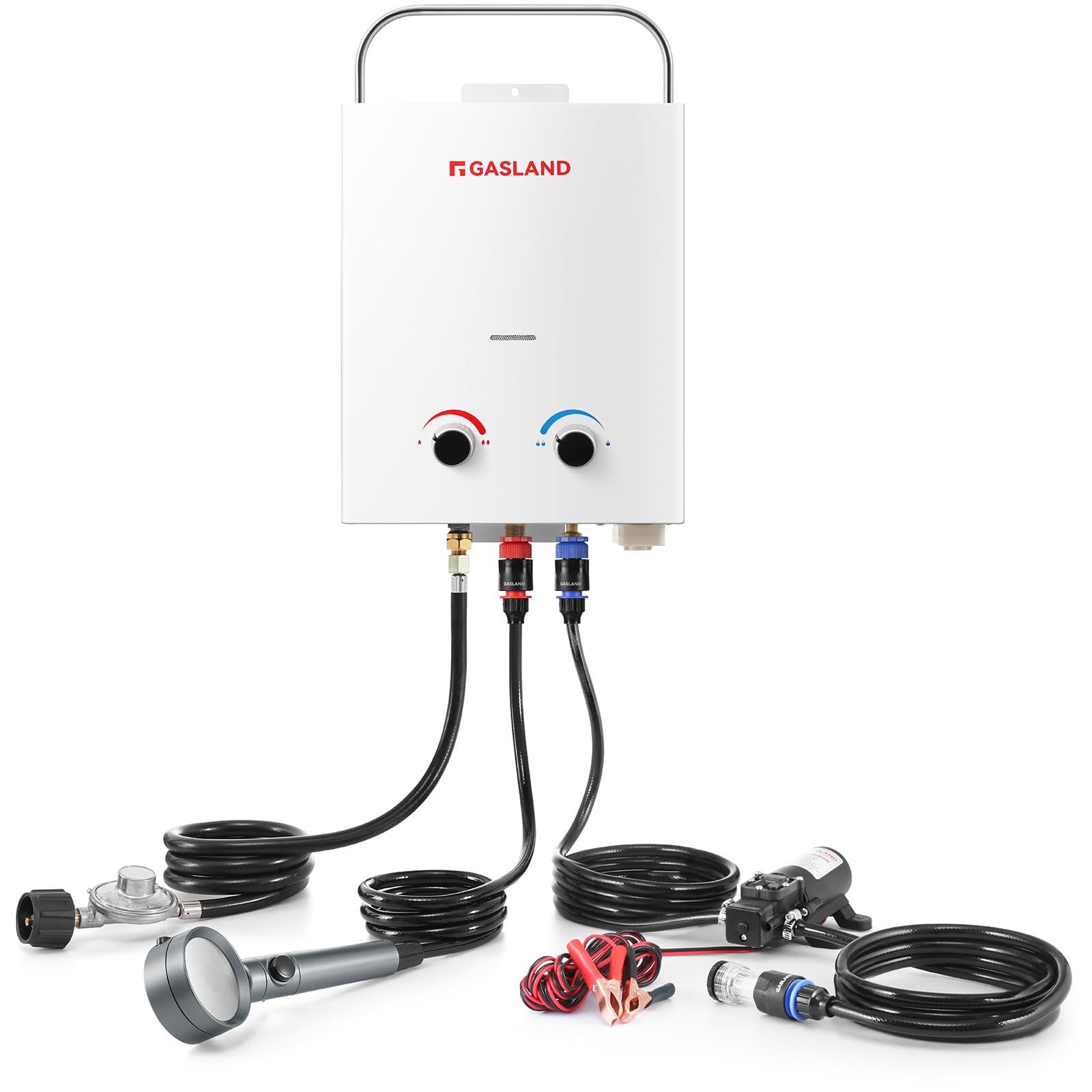 GASLAND 5L 1.32GPM Portable Propane Tankless Water Heater with 1.32GPM Water Pump and Pipe Strainer
