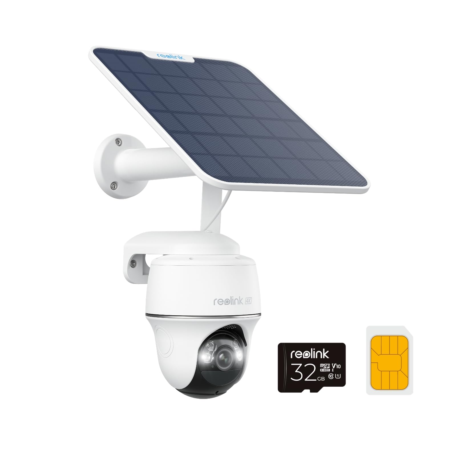 REOLINK 4K LTE Cellular Security Camera Wireless Outdoor, No WiFi, 3G/4G LTE, Solar Powered, SIM Card+32GB SD Card Included, Color Night Vision, Local/Cloud Storage, Go PT Ultra+SP, Updated Version