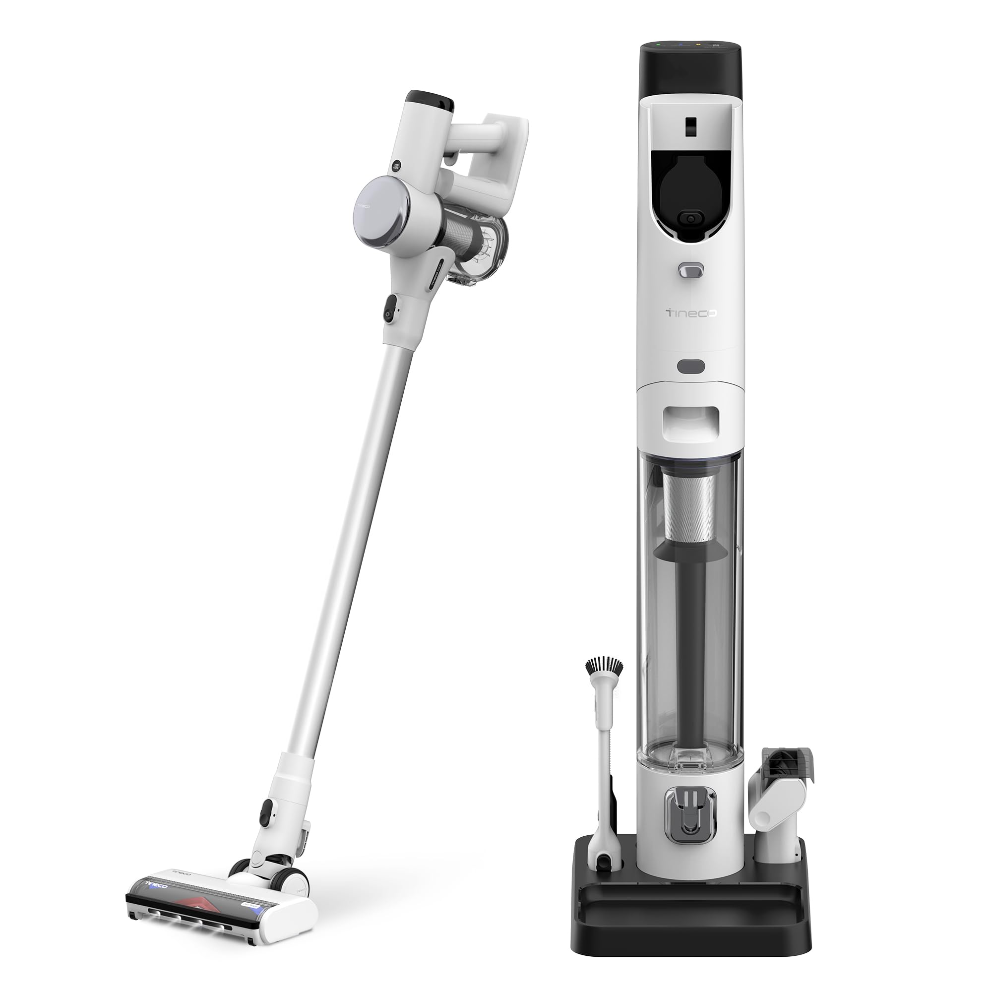 Tineco Pure ONE Station Cordless Vacuum Cleaner with 3L Auto Dust Base, Smart Stick Vacuum Cleaner Powerful Suction & Lightweight, ZeroTangle Brush for Hard Floor, Carpet & Pet Hair, White