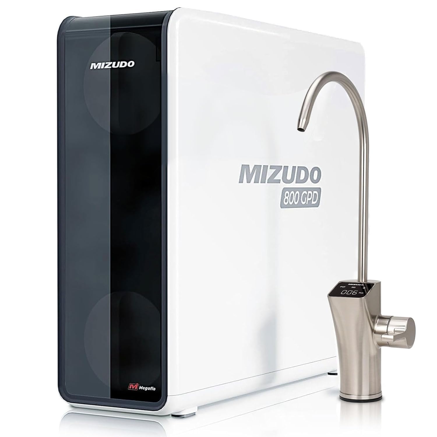 800GPD Tankless Reverse Osmosis System, MIZUDO 9 Stage Tankless RO Water Filtration System Under Sink, 3:1 Pure to Drain, 3-Year Filter Life, NSF/ANSI Certified TDS Reduction, Smart Display Faucet