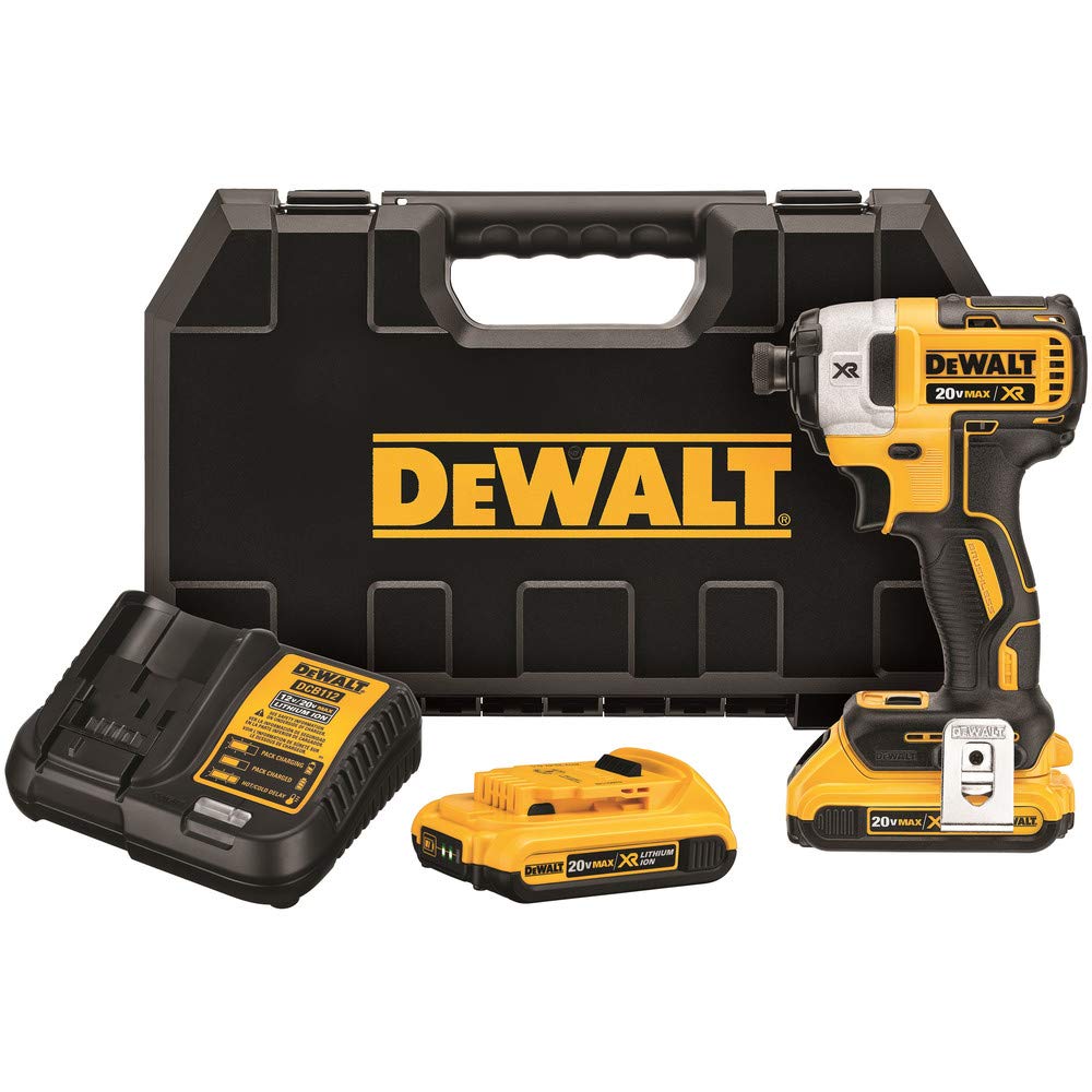 DEWALT 20V MAX* XR Cordless Impact Driver Kit, Brushless, 1/4-Inch, 3-Speed, 2 Batteries (DCF887D2)