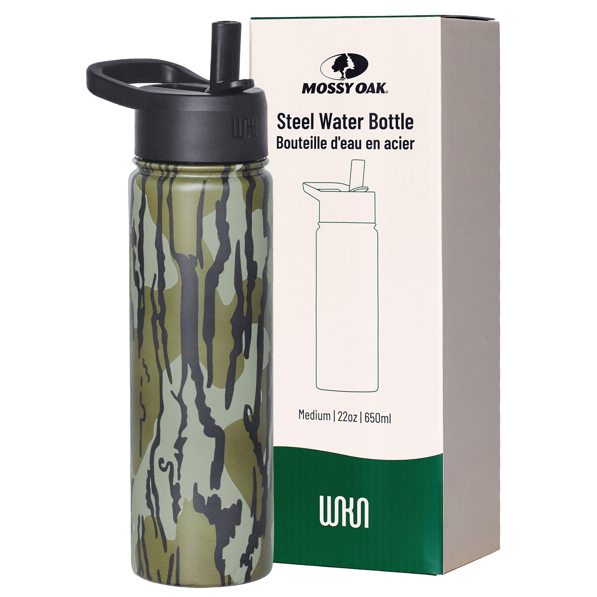 Wildkin Mossy Oak 22oz Kids Water Bottle – Leakproof, Vacuum-Insulated, Durable, Easy-Clean - Bottom Land