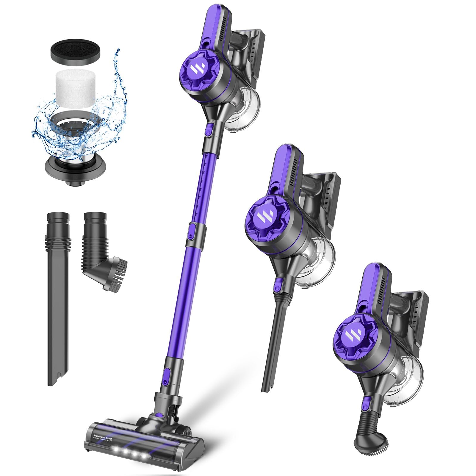 MBTTODF Cordless Vacuum Cleaner, Stick Vacuum with 2200mAh Powerful Lithium Batterie, Up to 30 Mins Runtime, 4 in 1 Lightweight Vacuum Cleaner for Home Hardwood Floors(Light Purple)