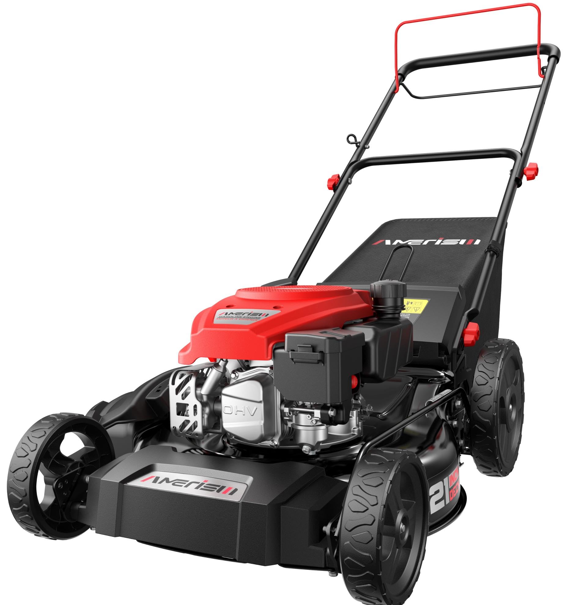 21" Steel Deck Self-Propelled Lawn Mower, 170cc OHV Engine with Forced Air-Cooling System, 3-in-1 Mulching, Rear Bag & Side Discharge, 6 Adjustable Cutting, Easy Assembly & Maintenance, AV8621S1