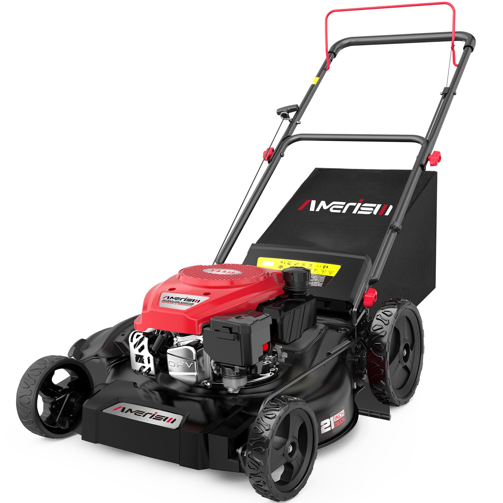 AMERISUN Gas Lawn Mower, 21" with 144cc 4-Cycle OHV Engine 3-in-1 Walk-Behind Push Lawn Mower (AV8621P1)
