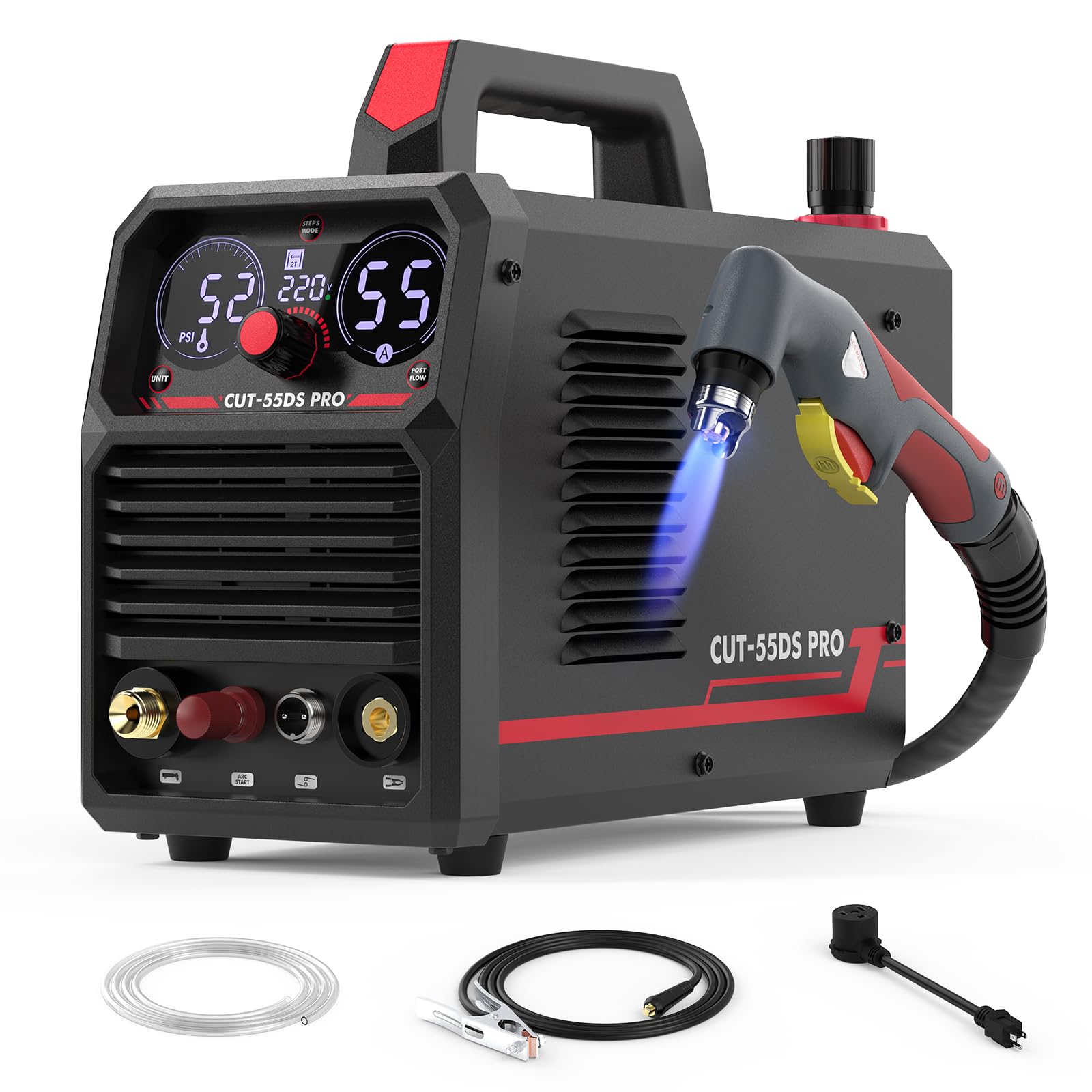YESWELDER 55 Amp Plasma Cutter Non-High Frequency, Large LED Digital Display Non-Touch Pilot Arc, Digital DC Inverter 110/220V Dual Voltage Plasma Cutting Machine CUT-55DS PRO NEW